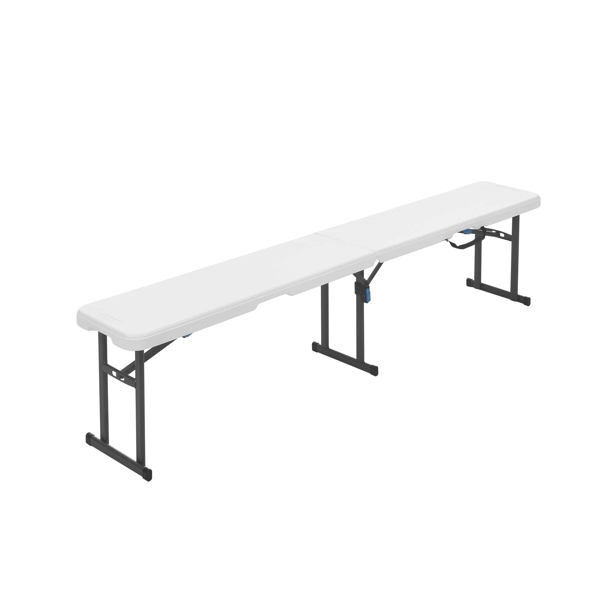 Mainstays 6 Foot Fold-in-Half Bench, Steel Frame, Indoor Outdoor, Includes Carry Handle, White