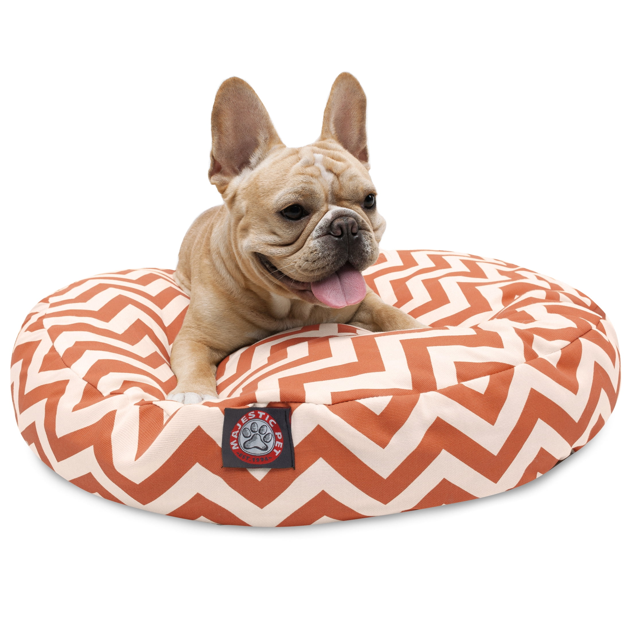 Majestic Pet Chevron Round Dog Bed Treated Polyester Removable Cover Machine Washable