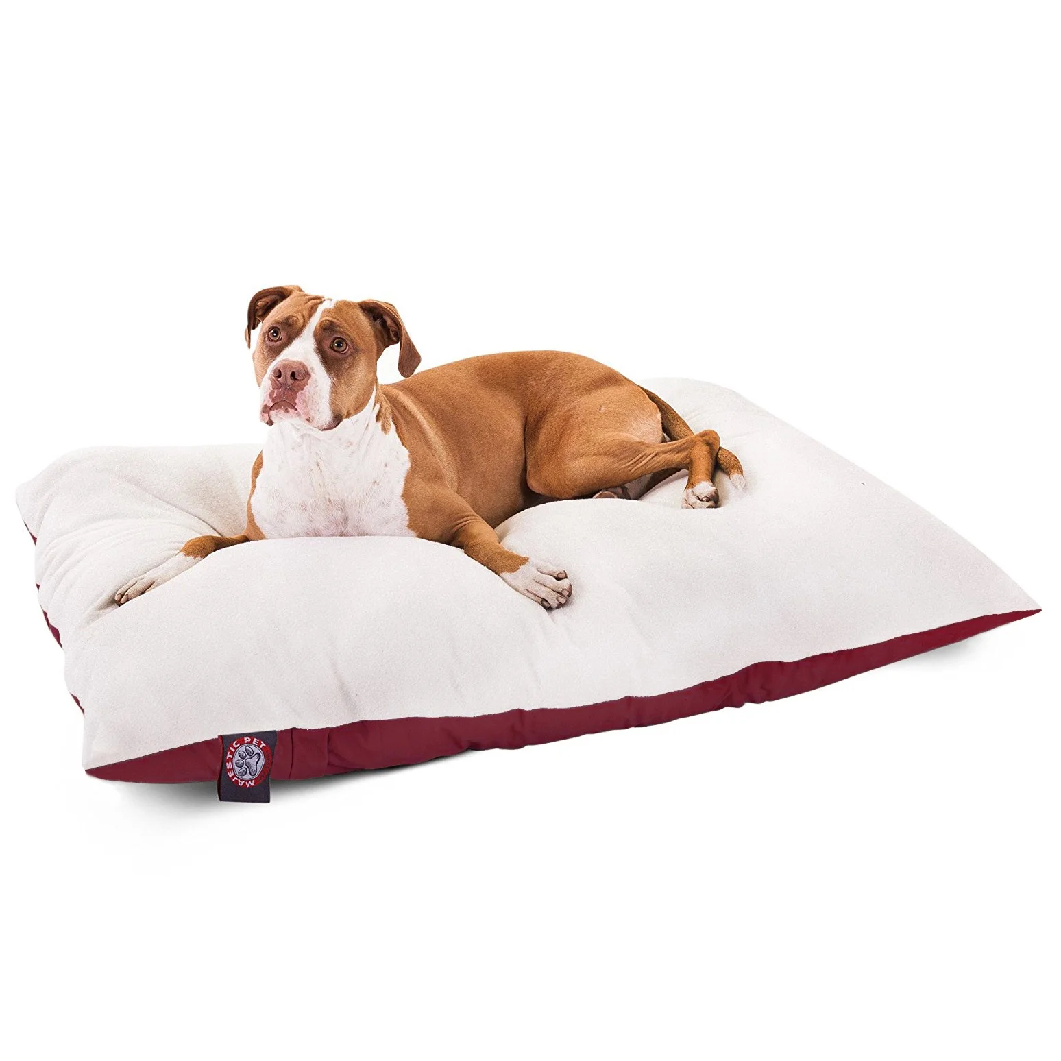 Majestic Pet Solid Color Rectangular Pillow Dog Bed Machine Washable Burgundy Large 36" x 48" x 8"