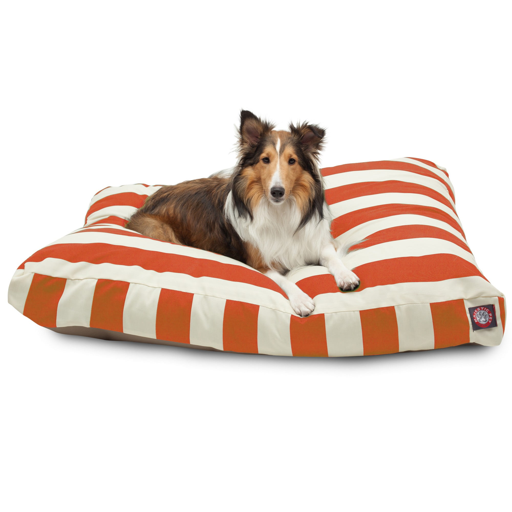 Majestic Pet | Vertical Stripe Shredded Memory Foam Rectangle Pet Bed For Dogs, Removable Cover, Burnt Orange, Large