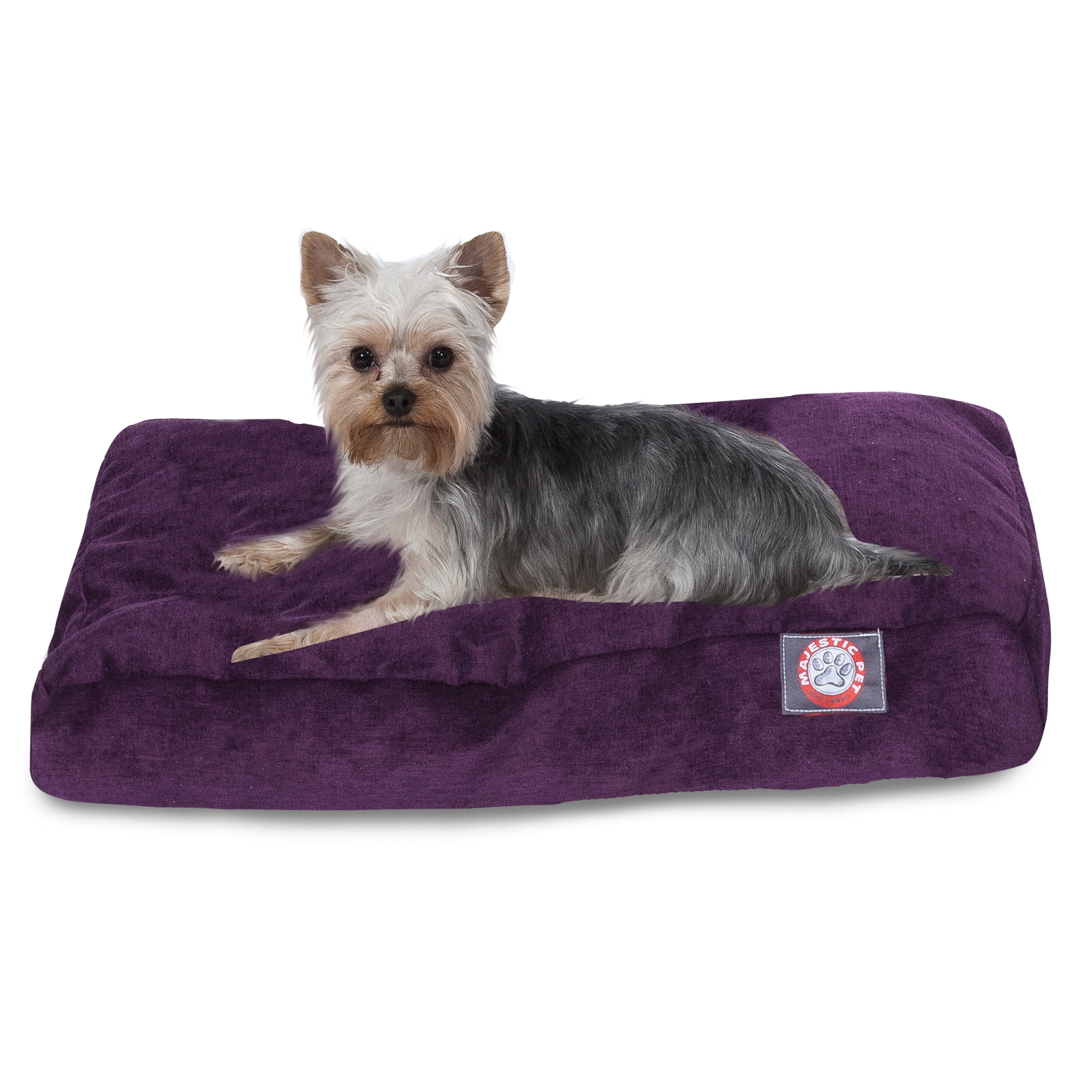 Majestic Pet | Villa Velvet Rectangle Pet Bed For Dogs, Removable Cover, Aubergine, Medium
