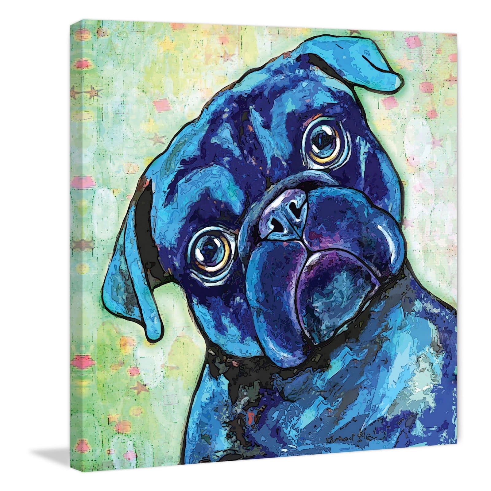 Marmont Hill - "Black Pug II" by Stephanie Gerace Painting Print on Wrapped Canvas