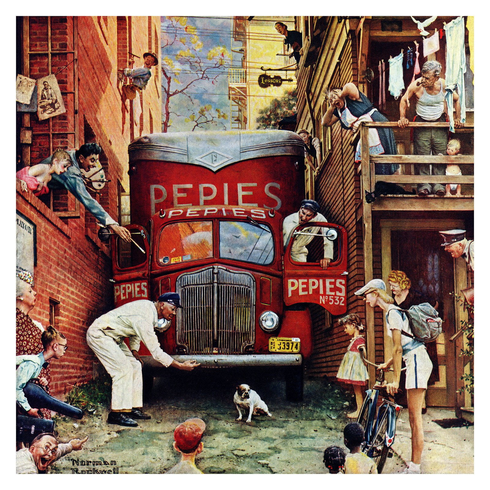 Marmont Hill "Road Block" by Norman Rockwell Painting Print on Canvas
