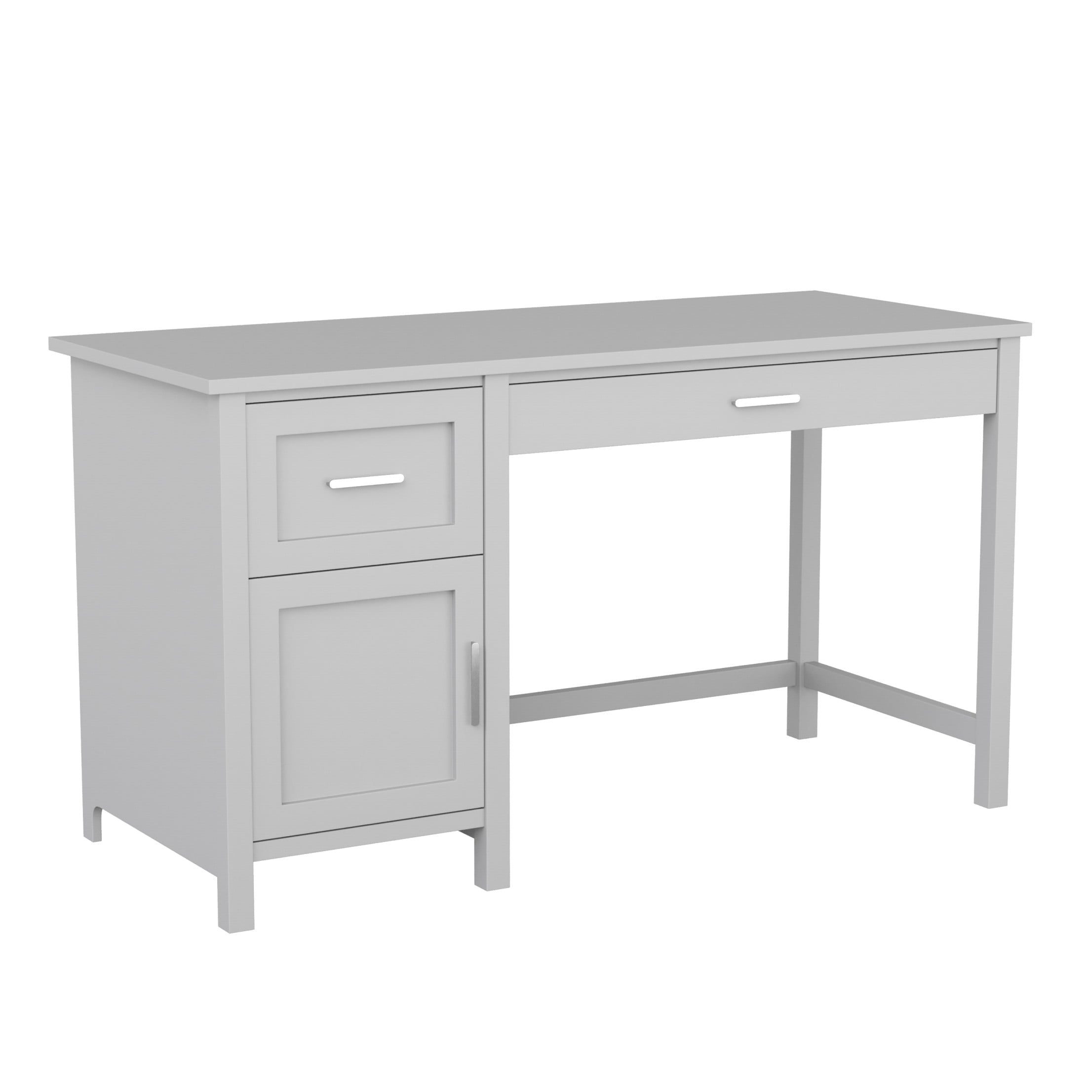 Martha Stewart Hutton Shaker Style Home Office Desk with Storage in Gray with Brushed Nickel Hardware
