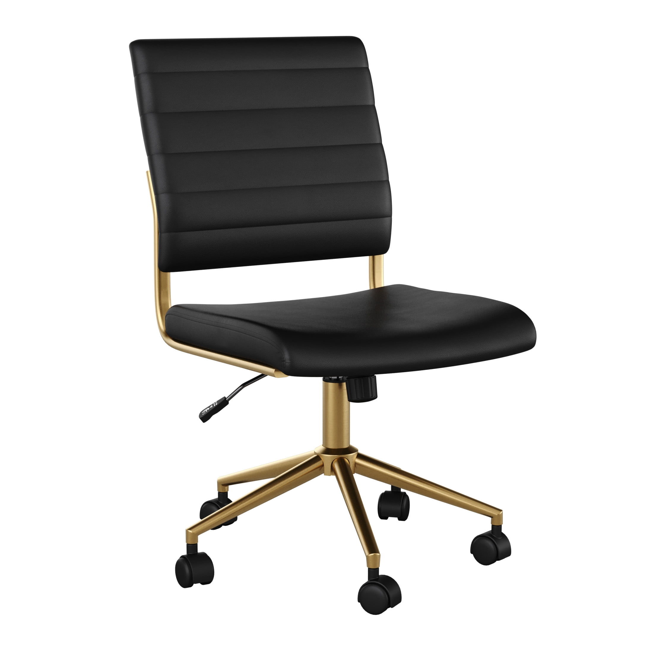 Martha Stewart Ivy Upholstered Office Chair in Black/Polished Brass