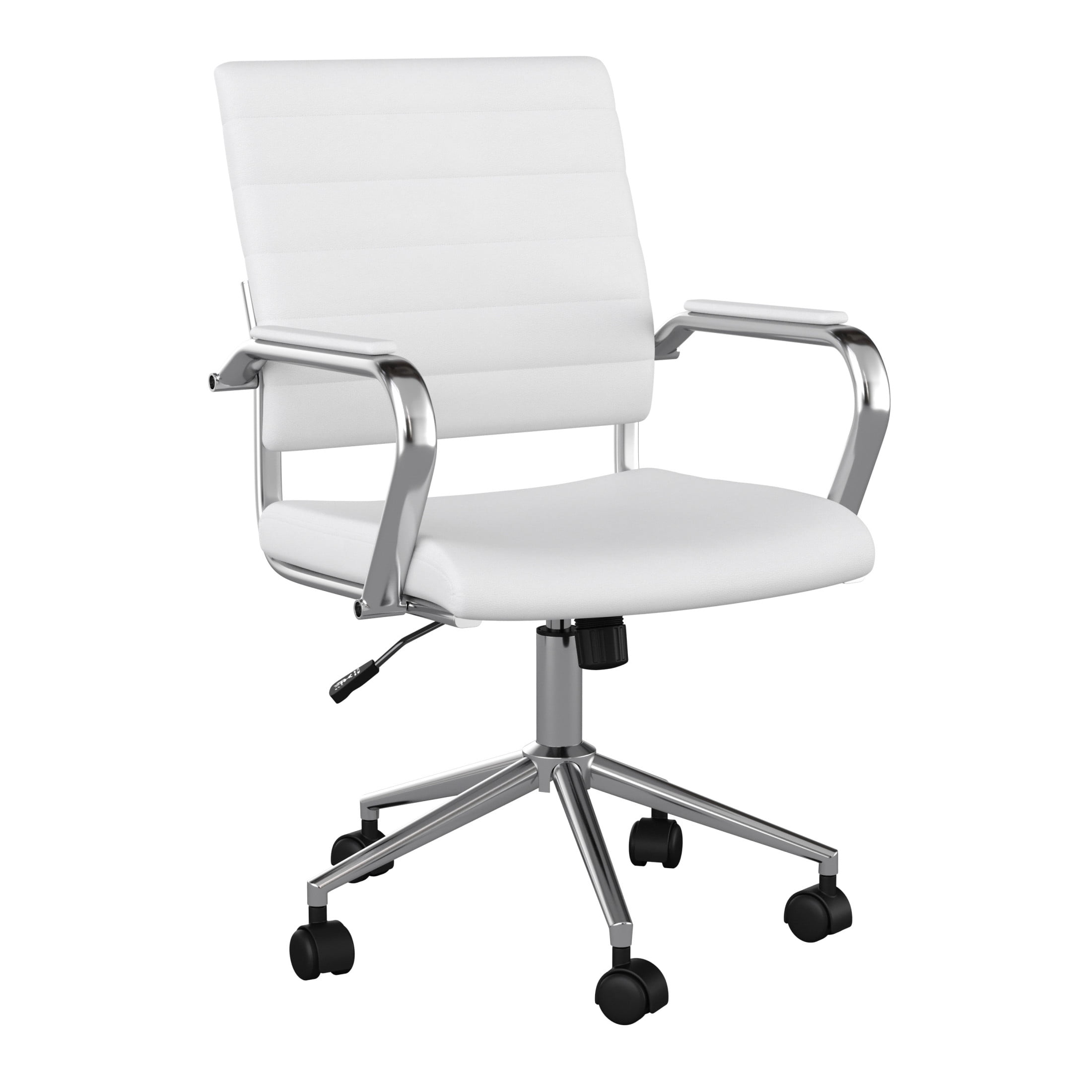 Martha Stewart Piper Upholstered Office Chair in White/Polished Nickel