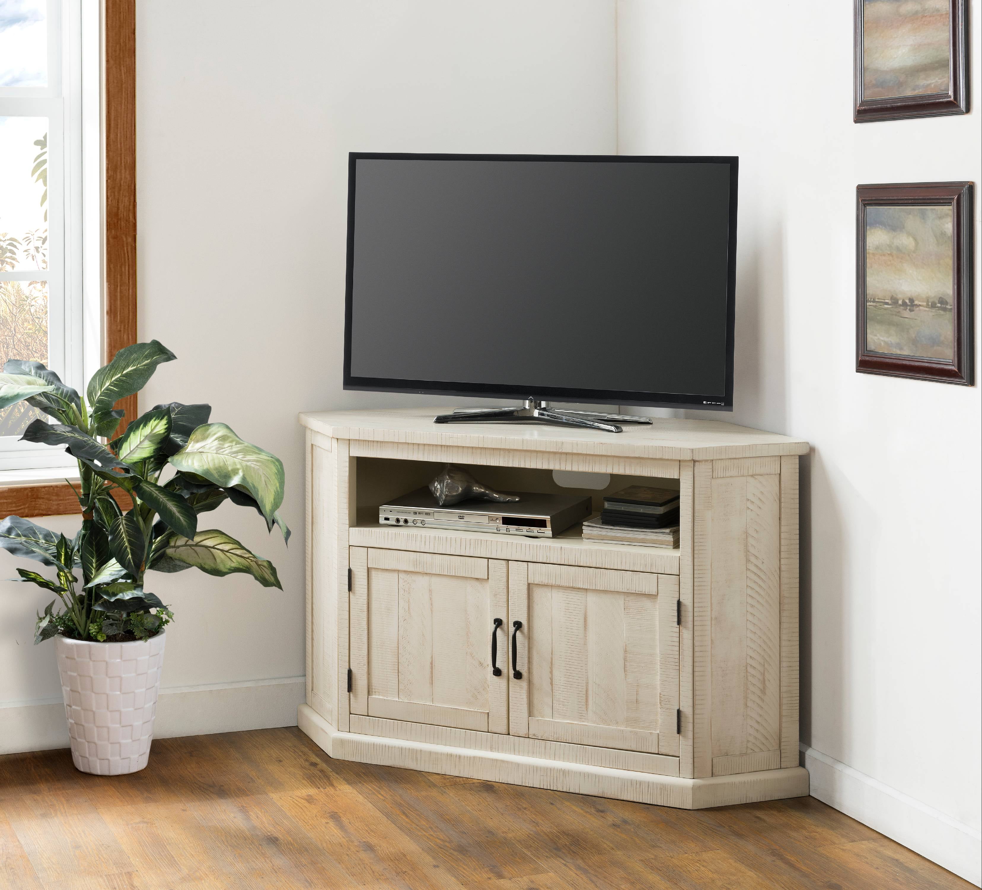 Martin Svensson Home Rustic Corner TV Stand for TVs up to 55", White