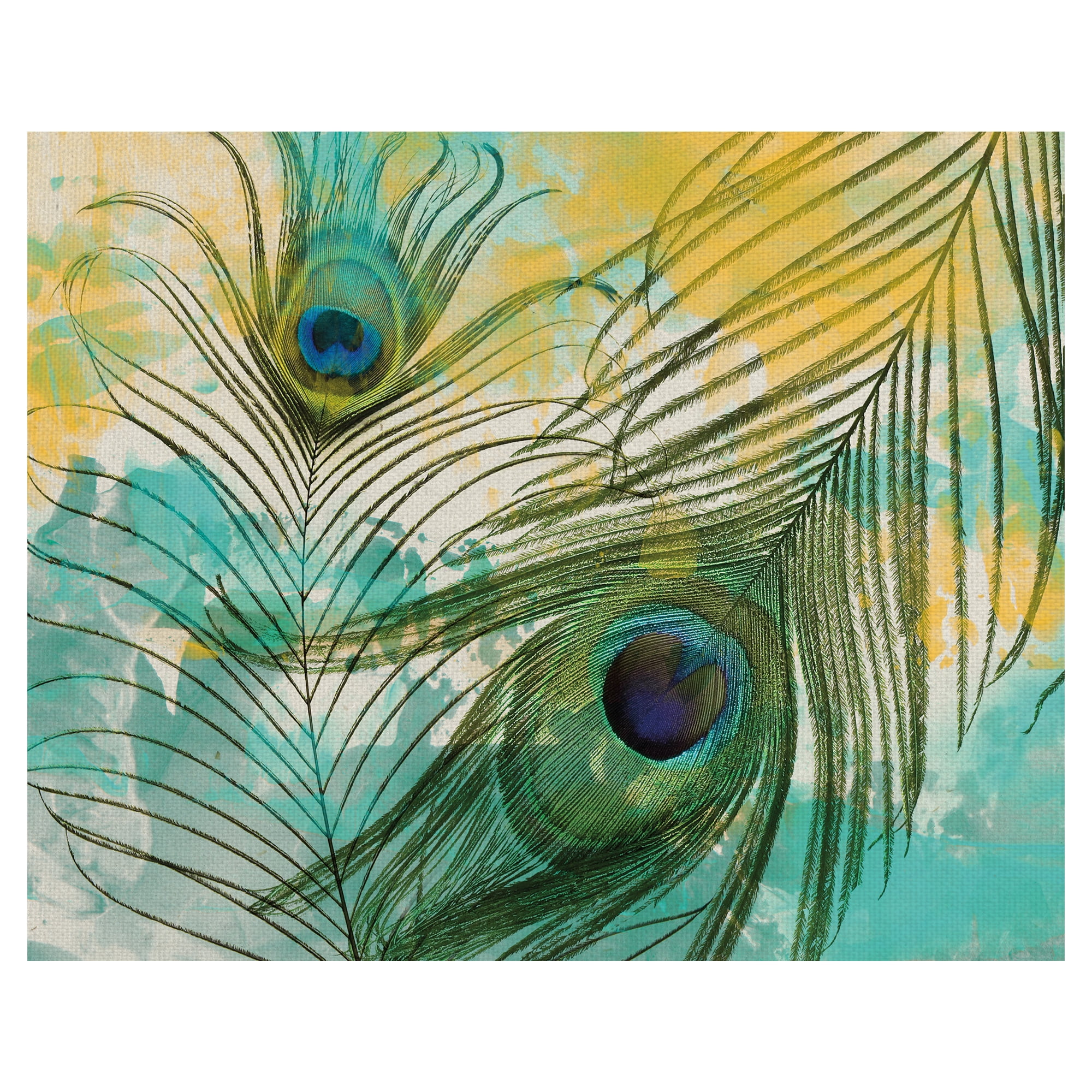 Masterpiece Art Gallery Painted Peacock Feathers by GI ArtLab Canvas Art Print 22" x 28"