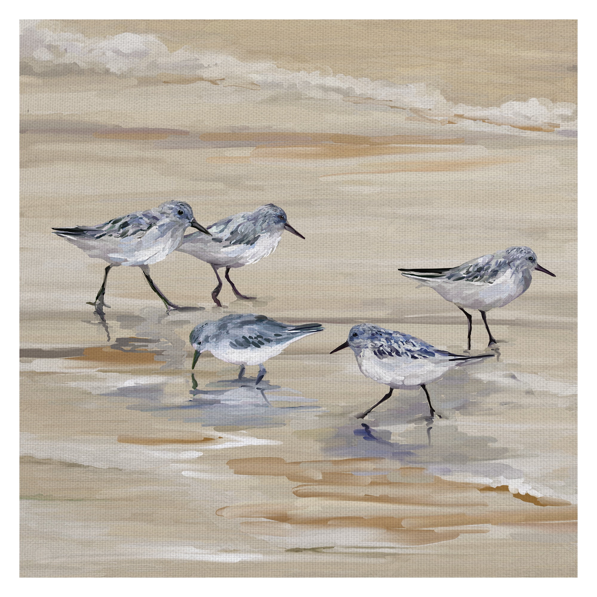 Masterpiece Art Gallery Sandpiper Beach II Amber by Studio Arts Canvas Art 20" x 20"