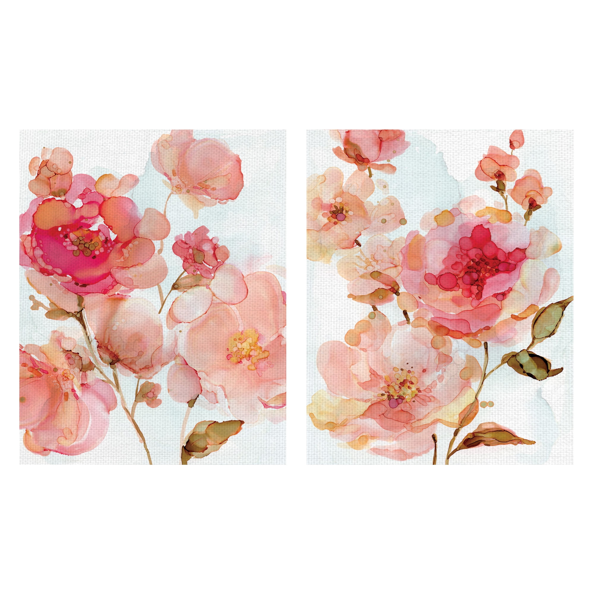 Masterpiece Art Gallery Vivid Peonies, Roses By Carol Robinson Canvas Art Print Set of 2 16" x 20"