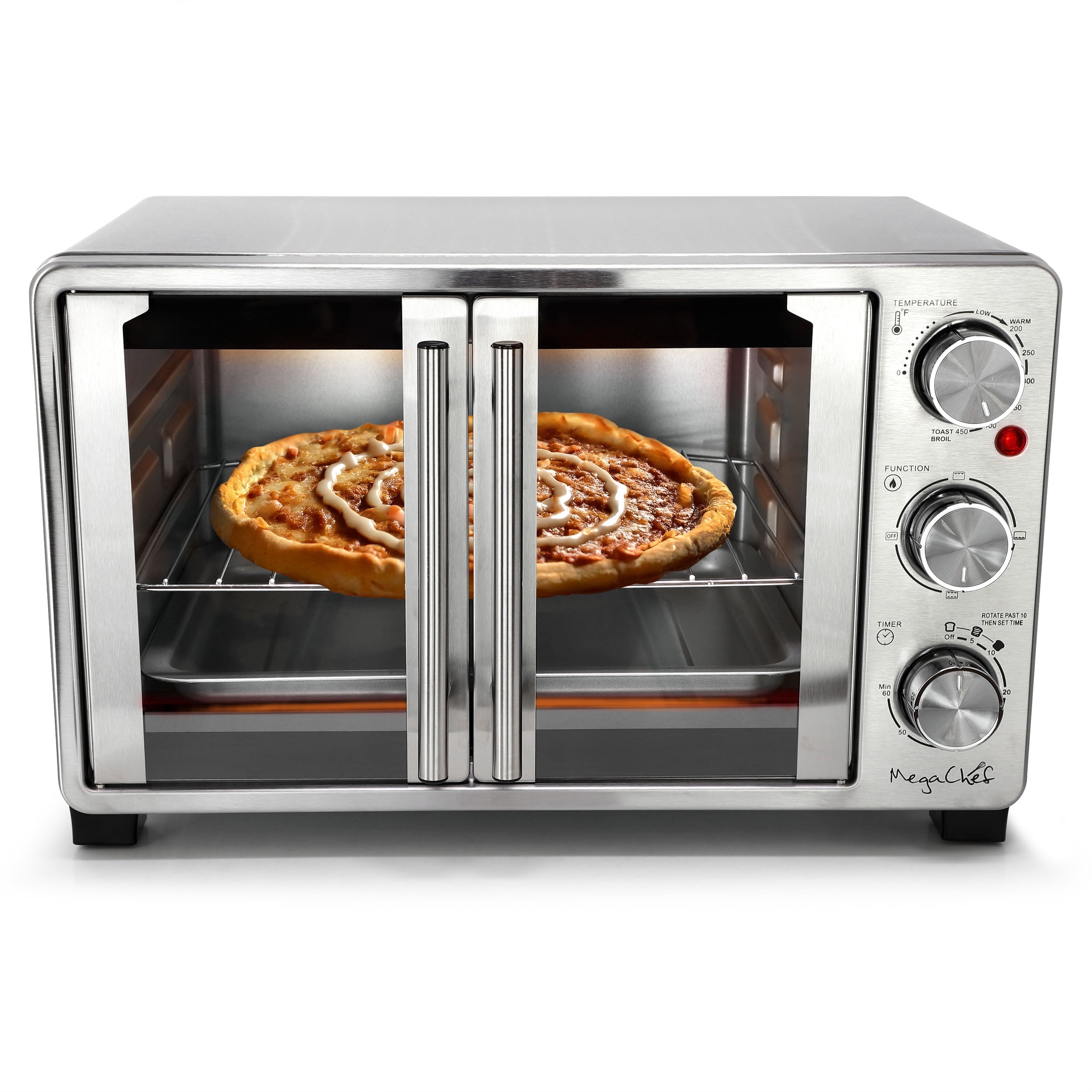 MegaChef 25 Quart French Door Multi-Function Electric Toaster Oven with Rotisserie Set