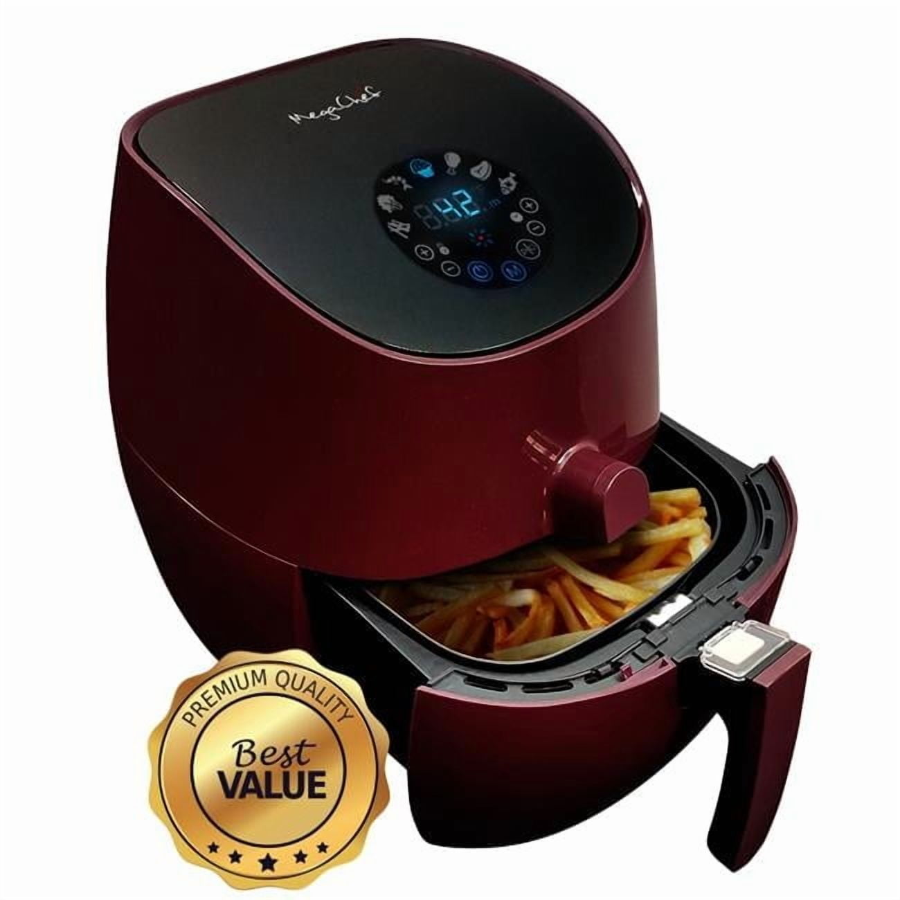 MegaChef 3.5 Quart Airfryer And Multicooker With 7 Pre-programmed Settings in Burgundy