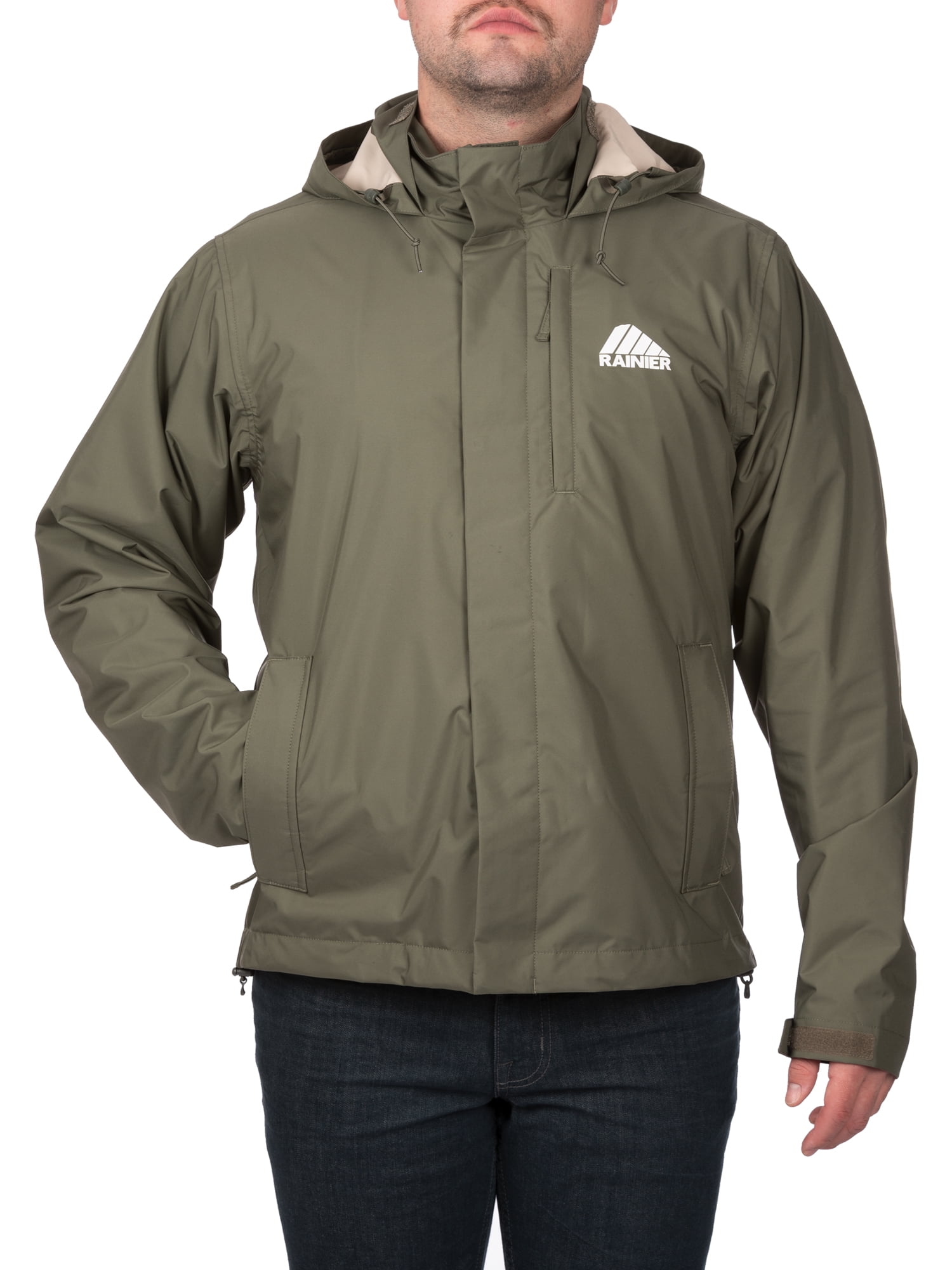 Men's Long Sleeve Waterproof Breathable Premium Rain Jacket in Sage from Rainier