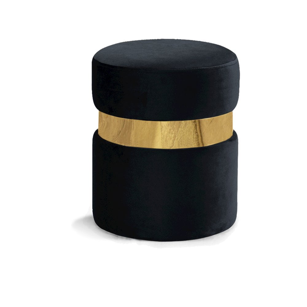 Meridian Furniture Hailey Contemporary Velvet Ottoman/Stool in Black
