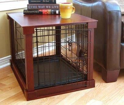 Contemporary Home Living 40.75" Brown Mahogany Large Pet Cage with Crate Cover