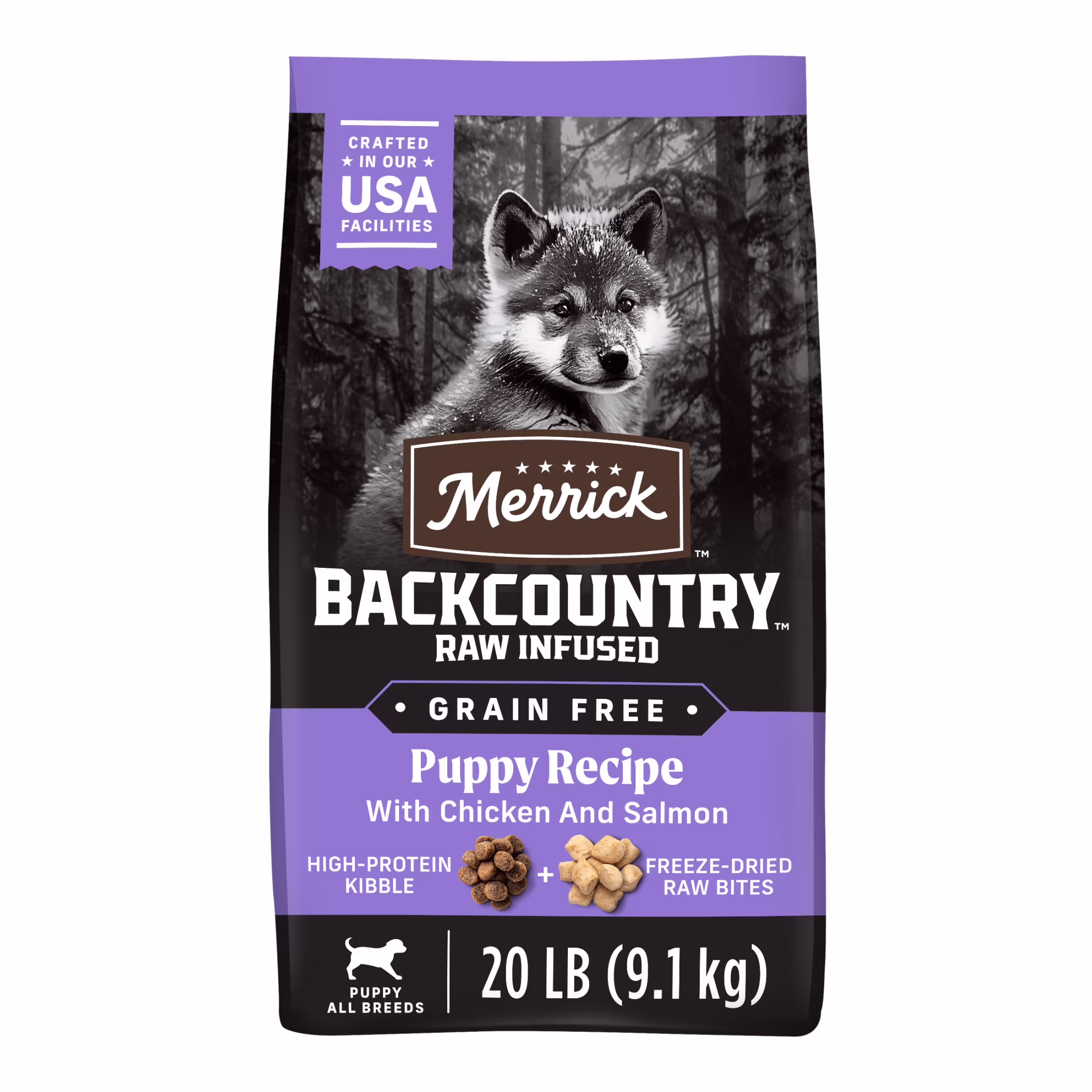Merrick Backcountry Grain Free Dry Puppy Dog Food, Kibble With Freeze Dried Raw Pieces, Chicken Recipe, 20.0 lb. Bag