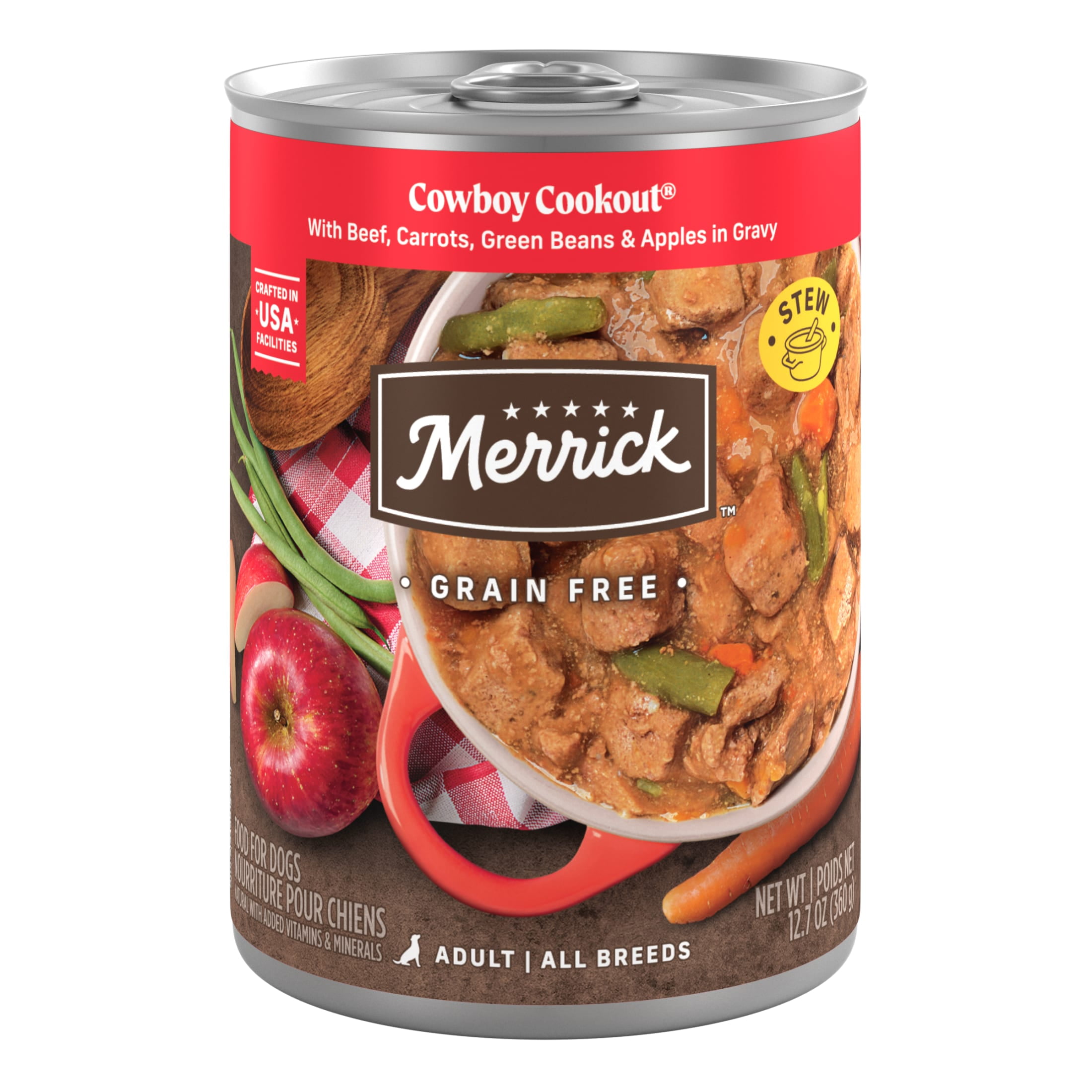 Merrick Cowboy Cookout Real Beef Gravy Wet Dog Food, Grain Free, 12.7 oz Can