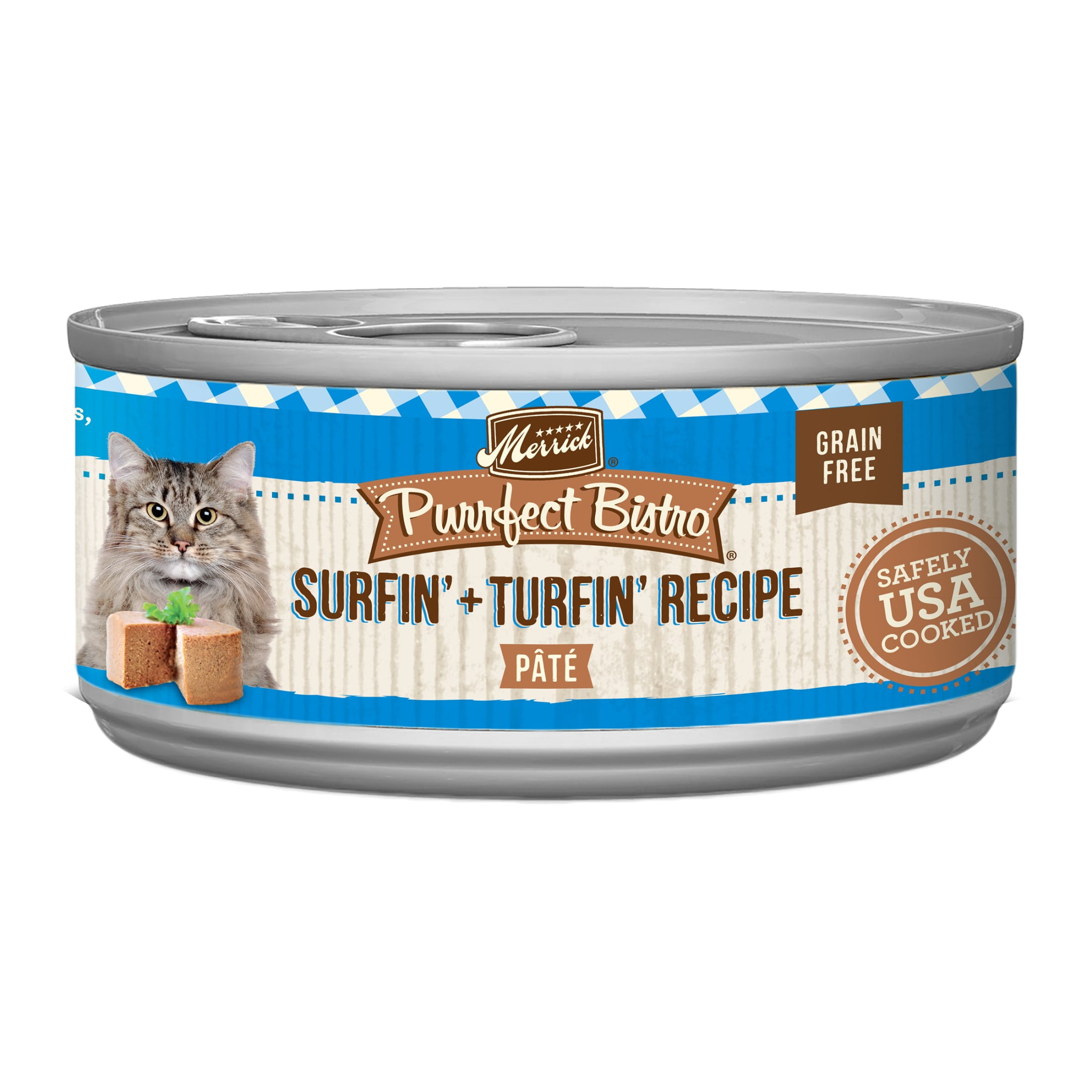 Merrick Purrfect Bistro, Grain Free Premium Surfin & Turfin, Wet Cat Food Pate, 5.5oz Cans, 24 Pack