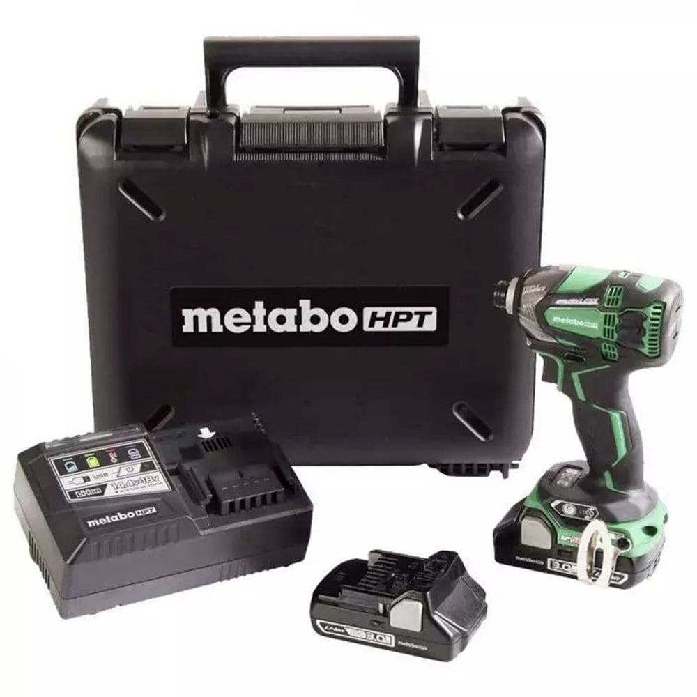 Metabo HPT 18V MultiVolt Cordless Triple Hammer BOLT Impact Driver Set, Power Impact Driver Kit with Case, 2 Lithium-Ion Batteries and Charger, 1/4-Inch Chuck, WH18DC