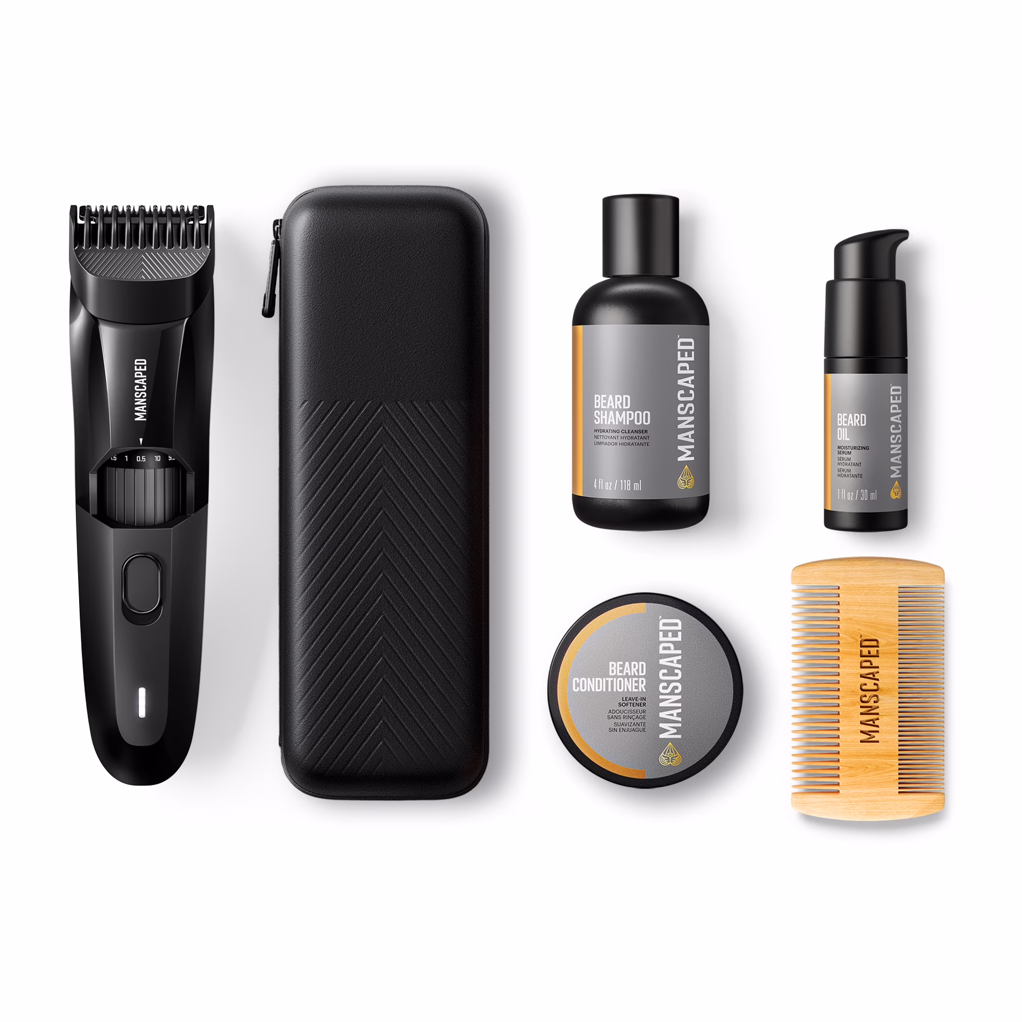 MANSCAPED® The Beard Hedger® Advanced Kit Includes Our Precision Beard & Mustache Trimmer, Hydrating Shampoo, Softening Conditioner, Moisturizing Oil & Facial Hair Comb