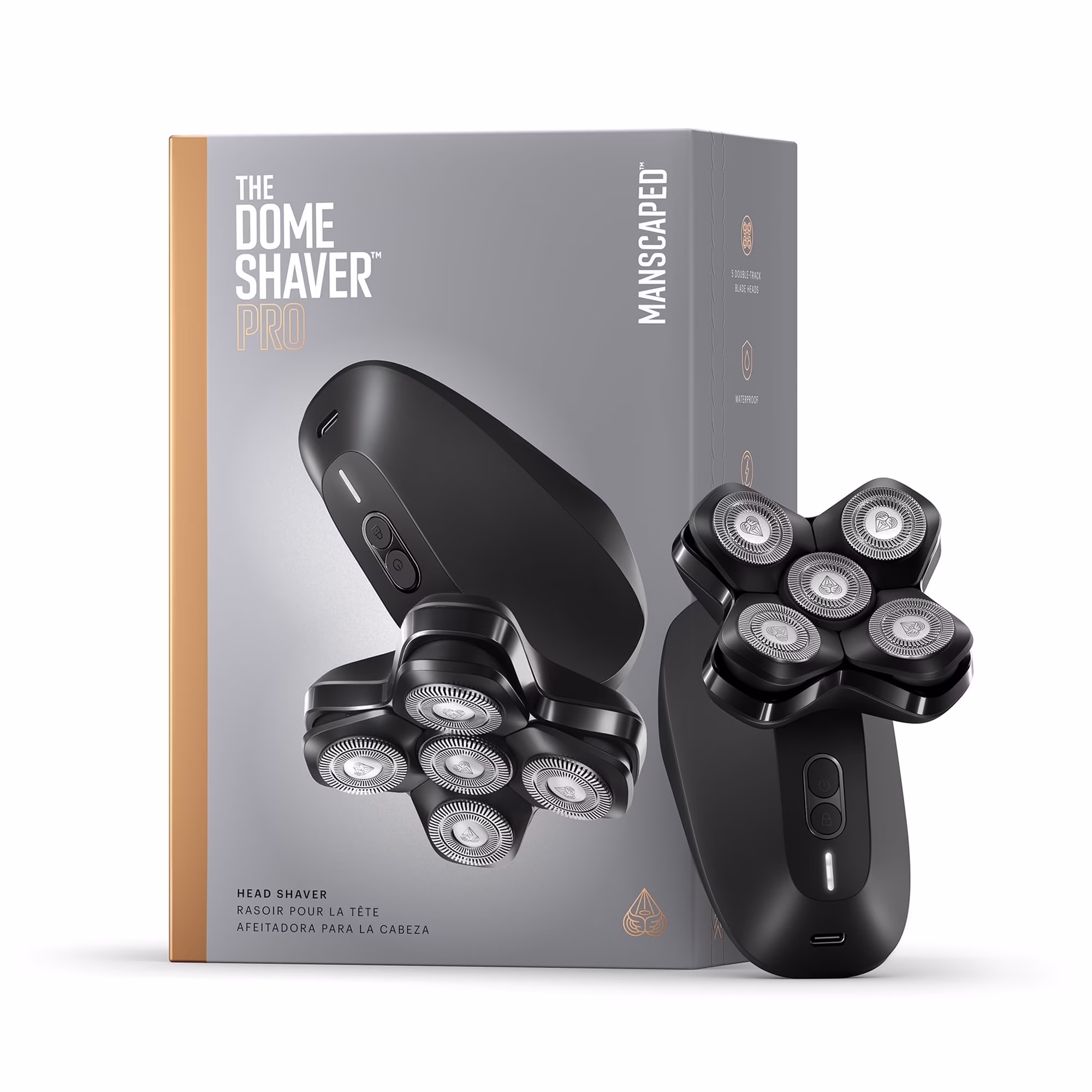 MANSCAPED® The Dome Shaver™ PRO Head Shaver for Bald Men – Five Rotary Blades with SkinSafe® & FlexAdjust Technology - Black