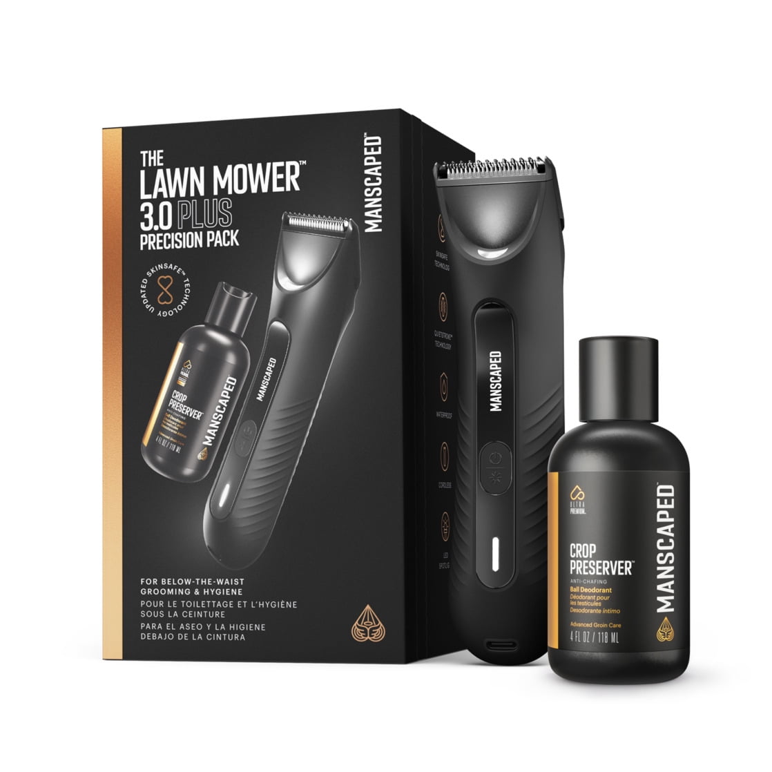 MANSCAPED® The Lawn Mower® 3.0 Plus Precision Pack, Men's Electric Groin Shaver & Body Hair Trimmer with 4oz. Crop Preserver® Ball Deodorant