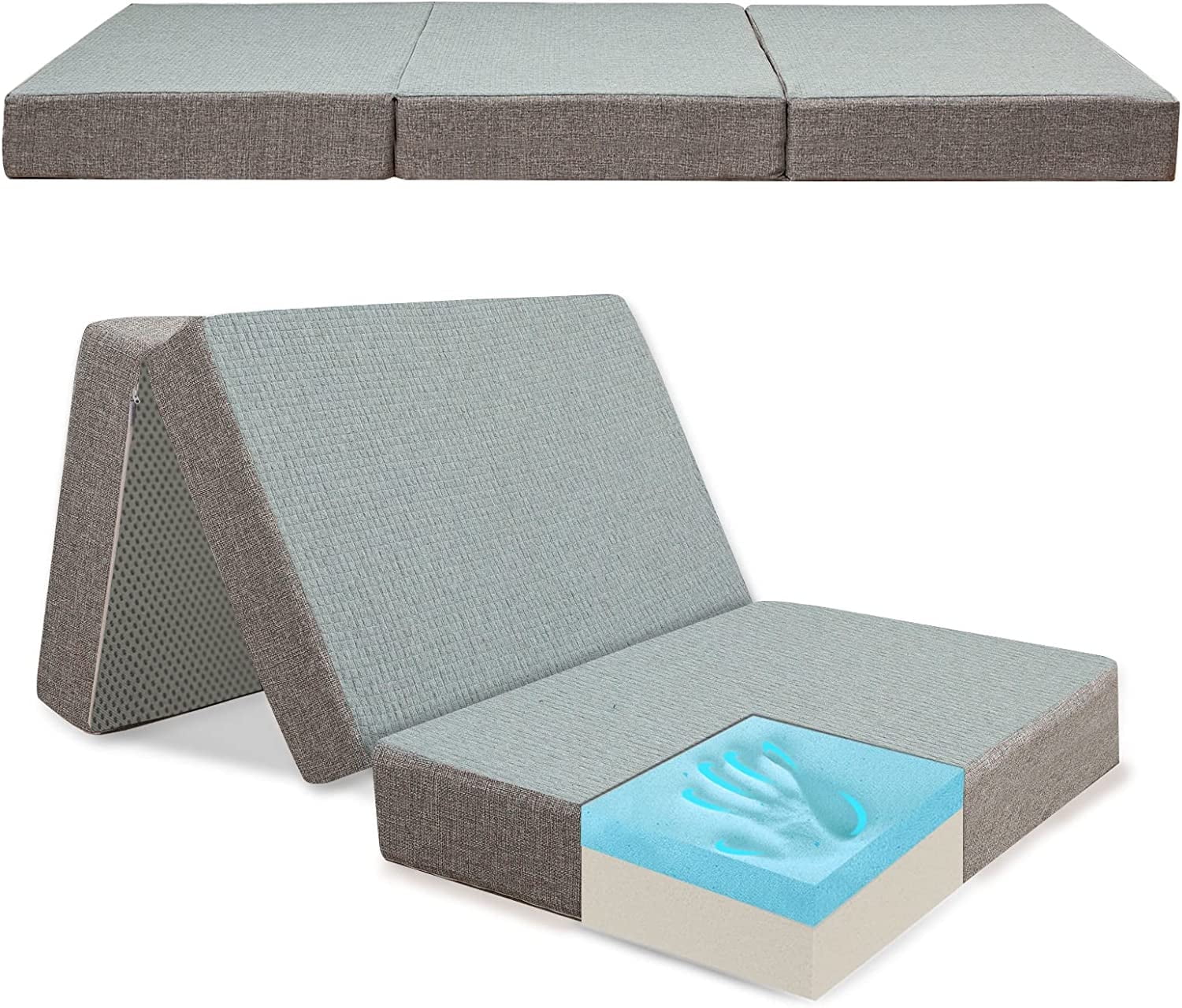 MAXYOYO 6" Foldable Twin Soft and Comfortable Foam Mattress with Washable Cover