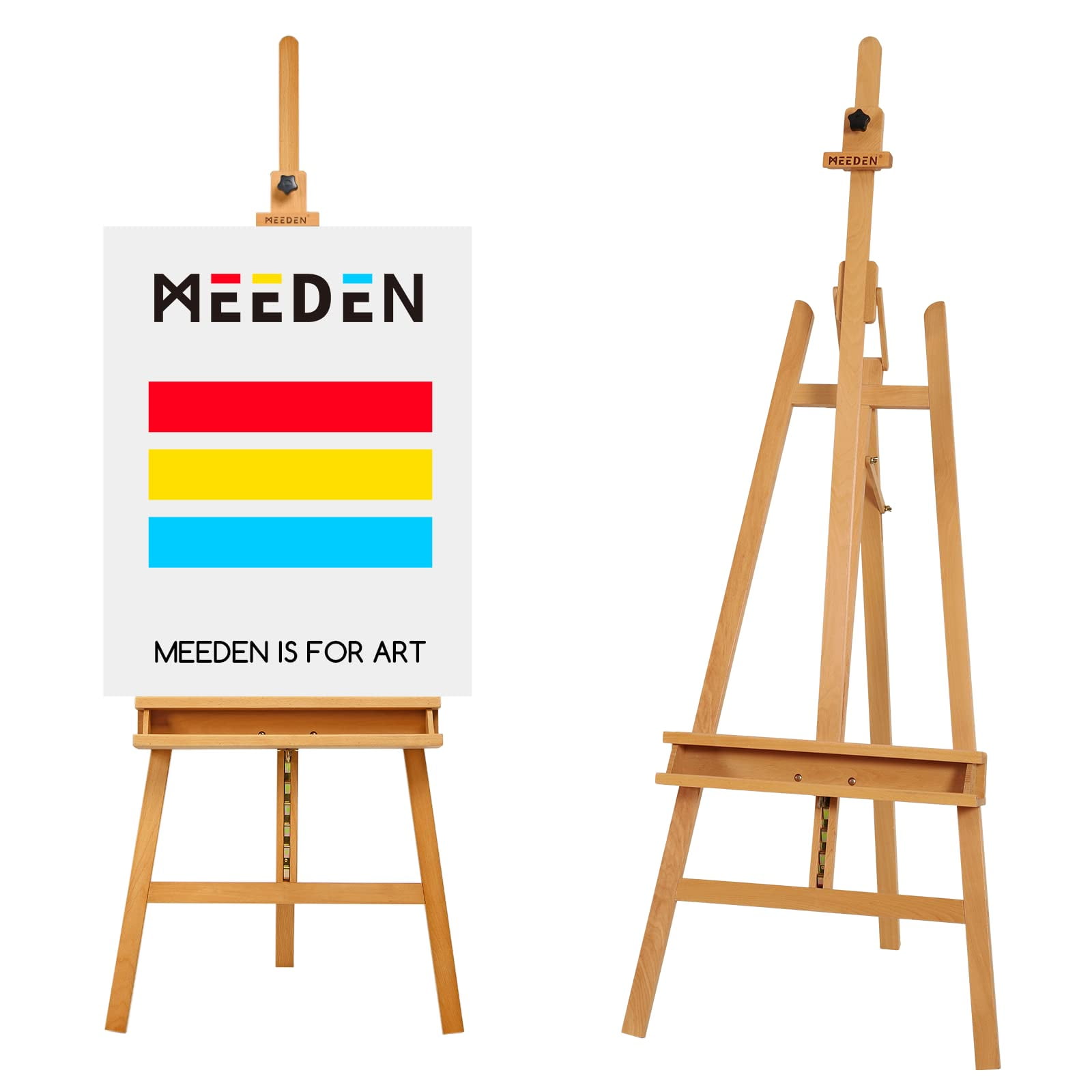 MEEDEN Wooden Easel Stand for Painting, Studio Easel with Artist Tray, Beech Wood Art Easel for Adults, Holds Canvas up to 48"