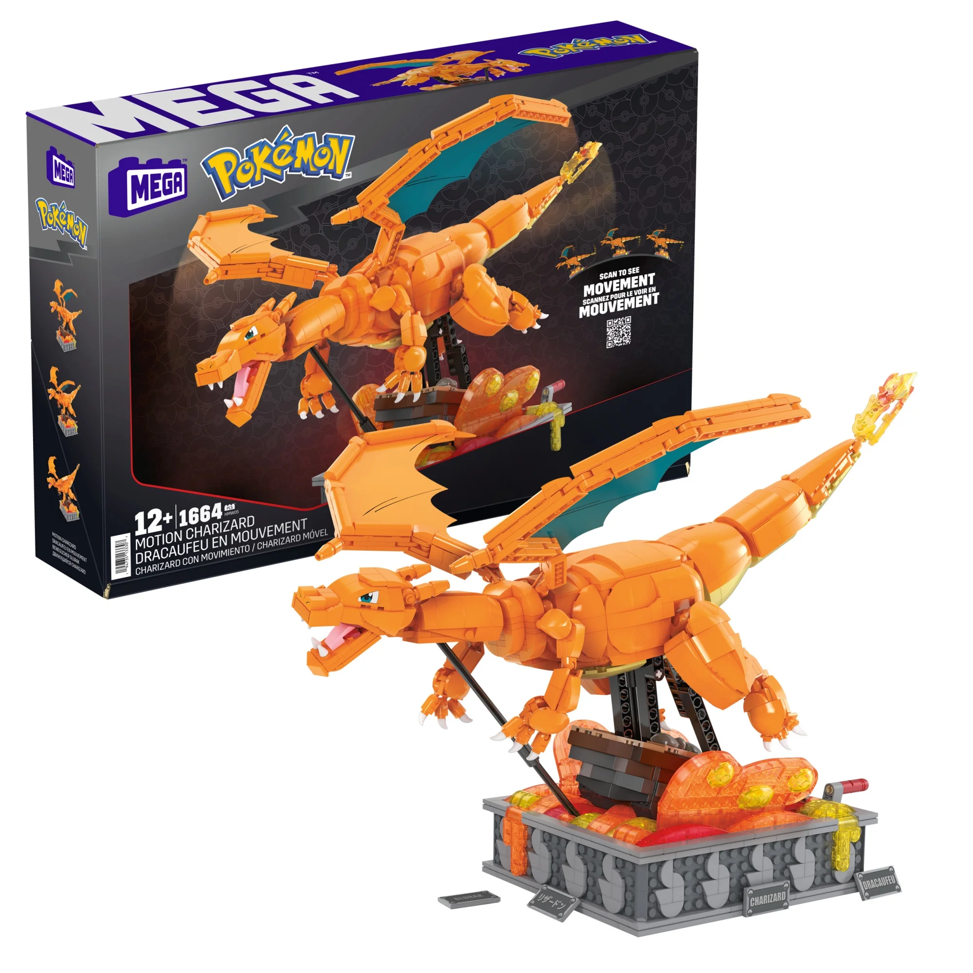 MEGA Pokemon Charizard Building Kit with Motion (1663 Pieces) for Collectors