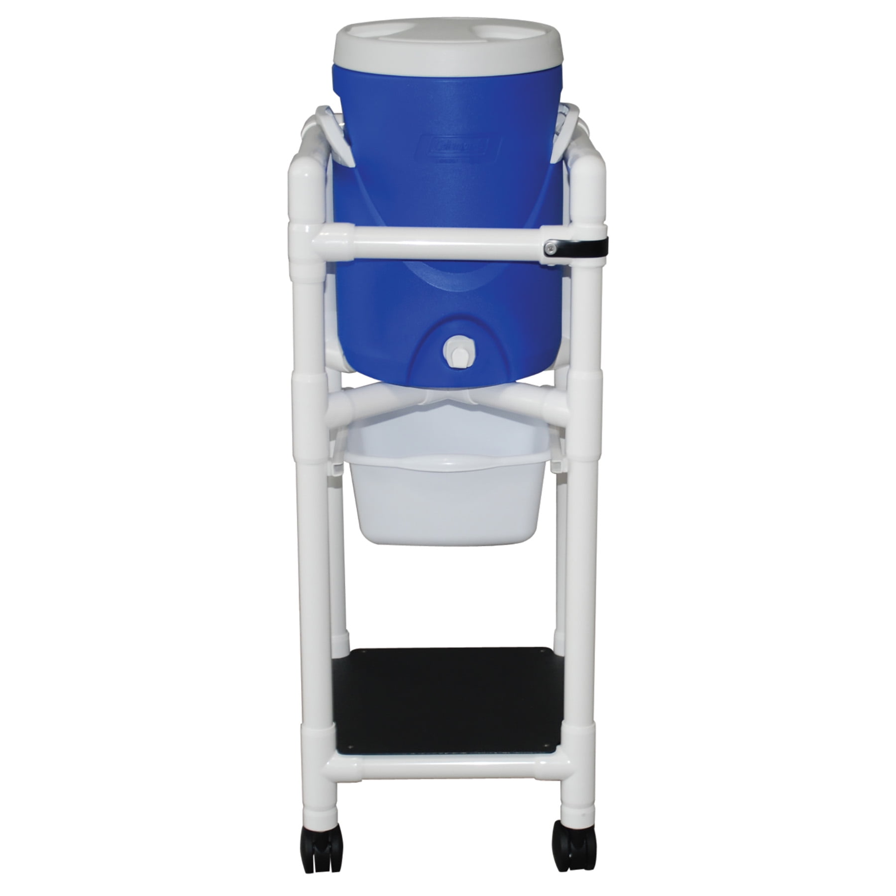 MJM International Refreshment cooler cart, with slide out storage tray, 5 gallon cooler
