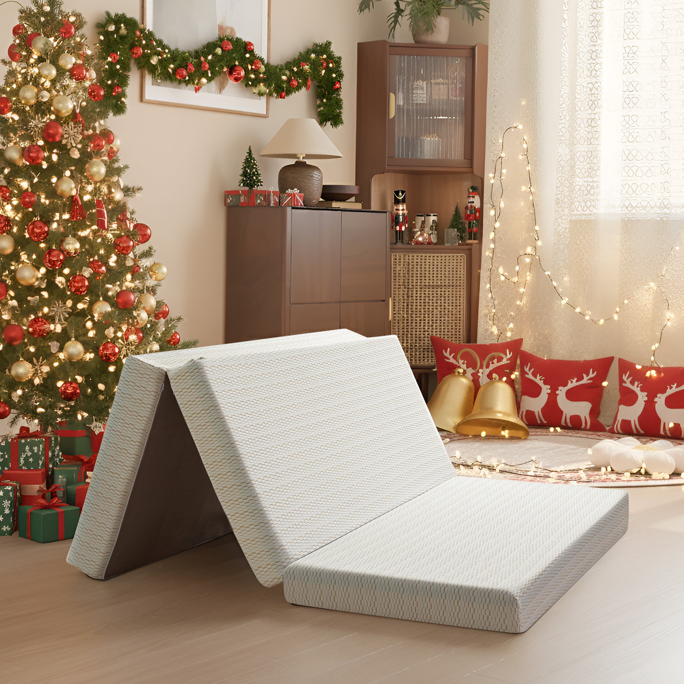 EGOHOME 4 inch Single Size Tri-Folding Memory Foam Mattress, Portable Guest Bed in a Box
