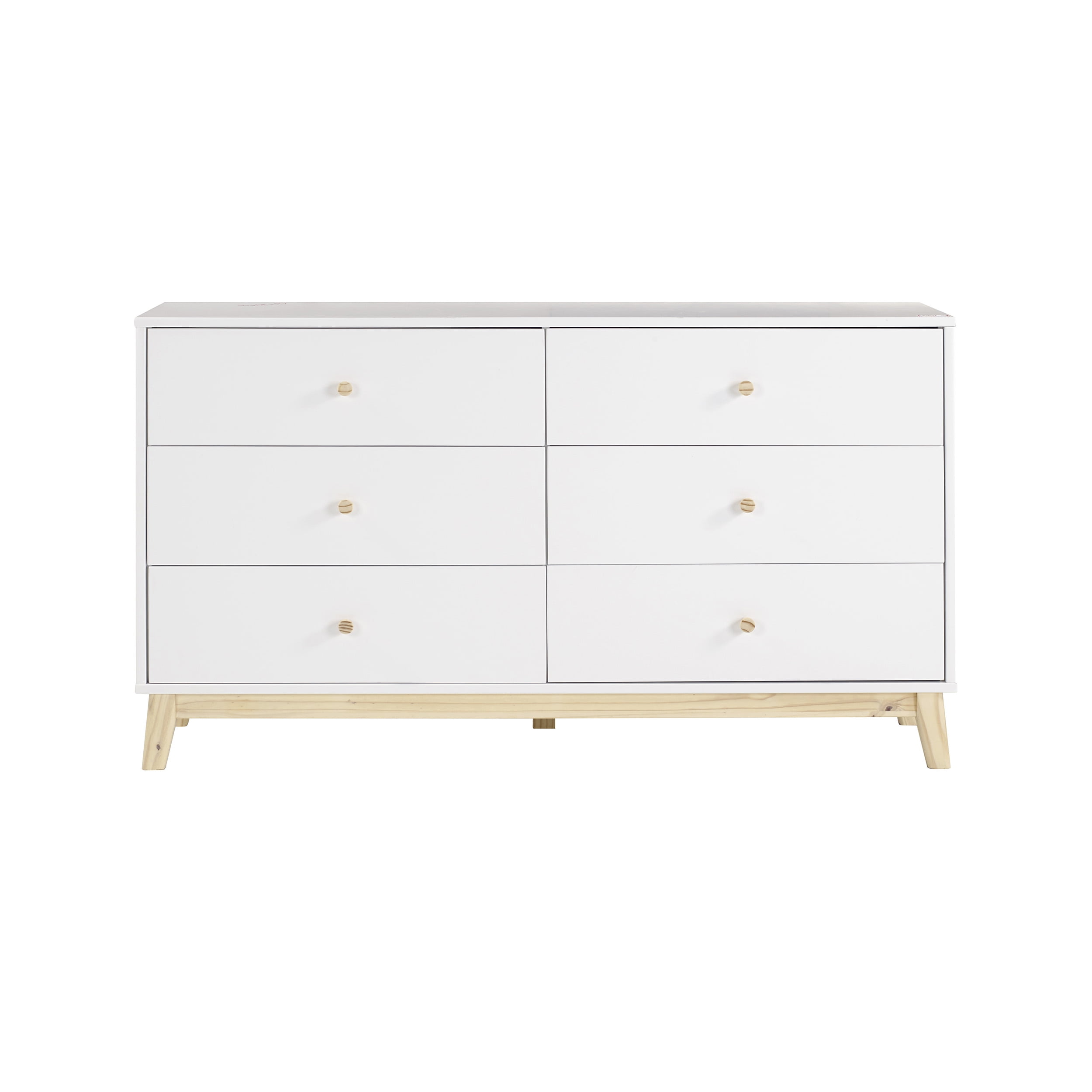 Alaterre Furniture MOD 60 in. Wood 6-Drawer Double Dresser, White, Bedroom Storage Furniture, Metal Drawers Glides, Wooden Drawer Knobs, Kids or Adults Rooms