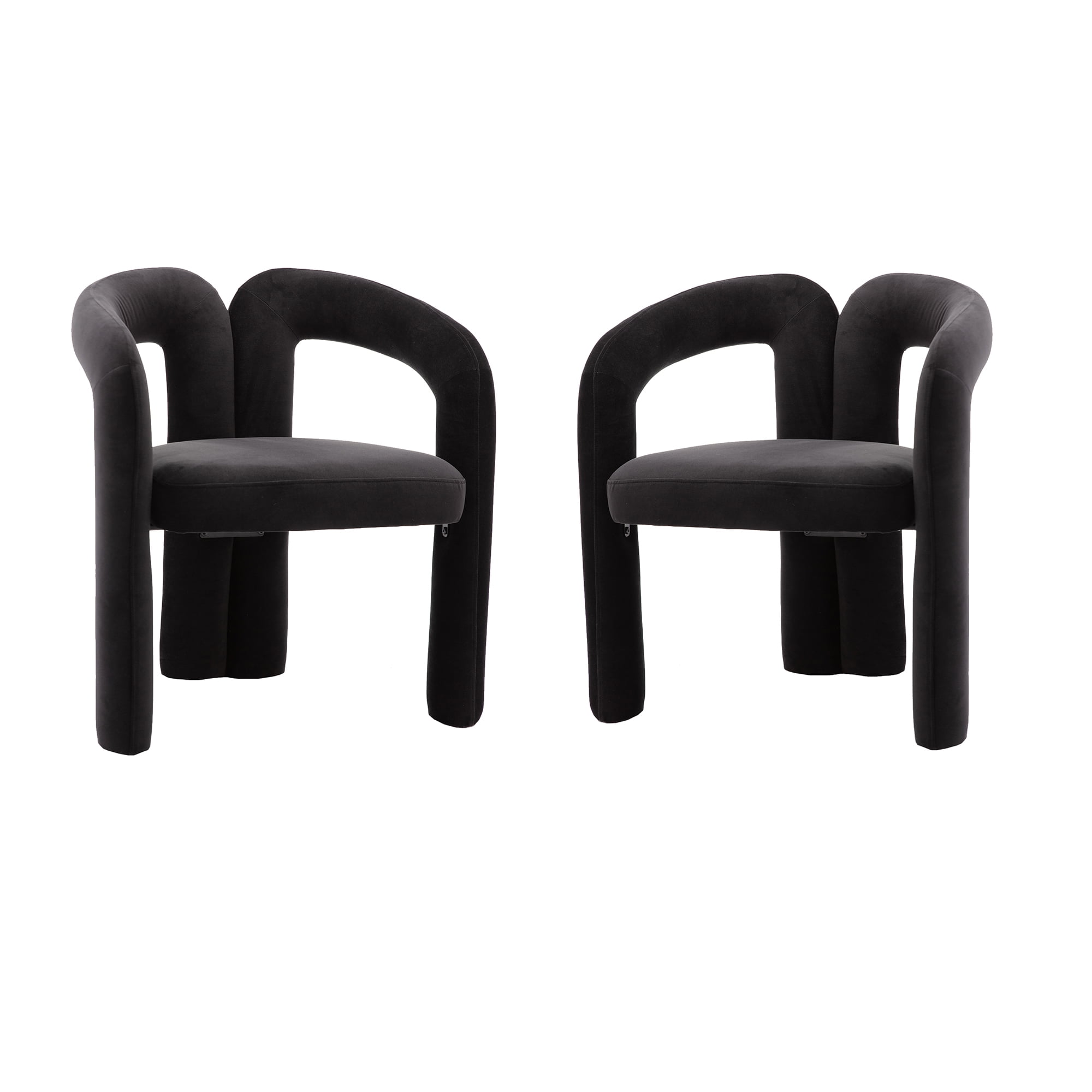 MOONMISS Velvet Upholstered Wood Frame Contemporary Designed Dining Side Chair（set of 2）-Black