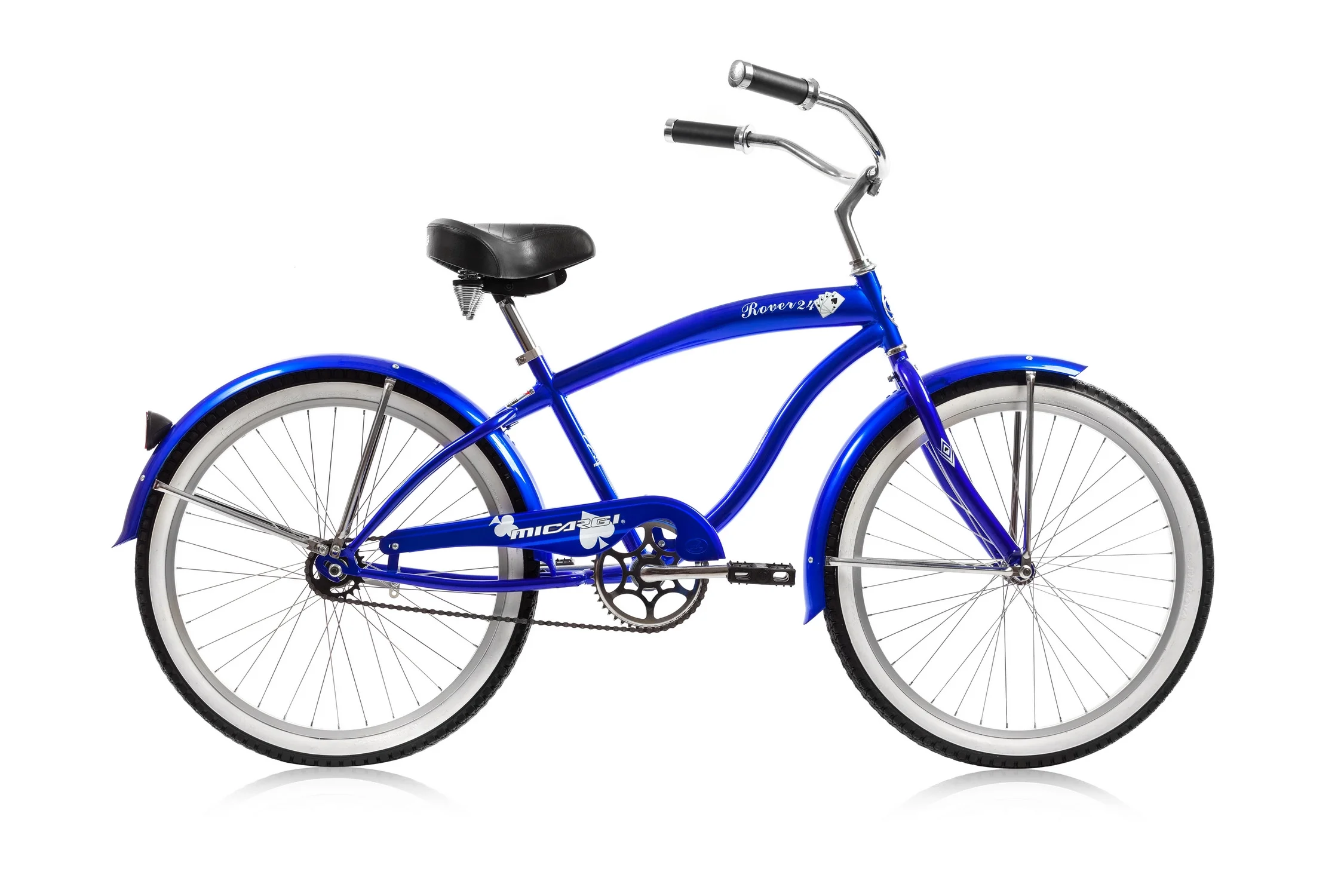 Micargi 24" Rover White Wall Tires Beach Cruiser Single Speed Coaster Brake Men's Bicycle Blue