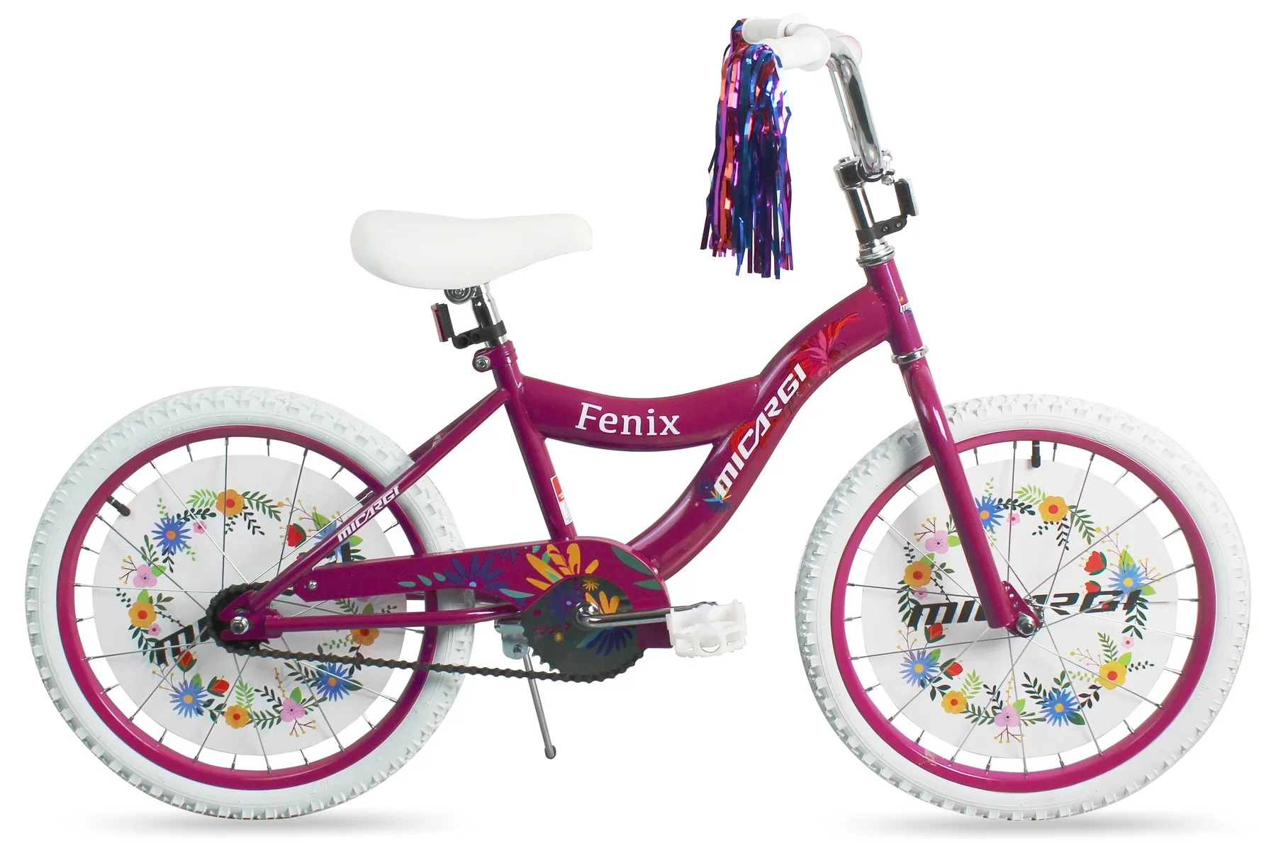 Micargi 20" Girls BMX Bike – S-Type Frame, Coaster Brake, Chrome Rims, White Tires, Purple