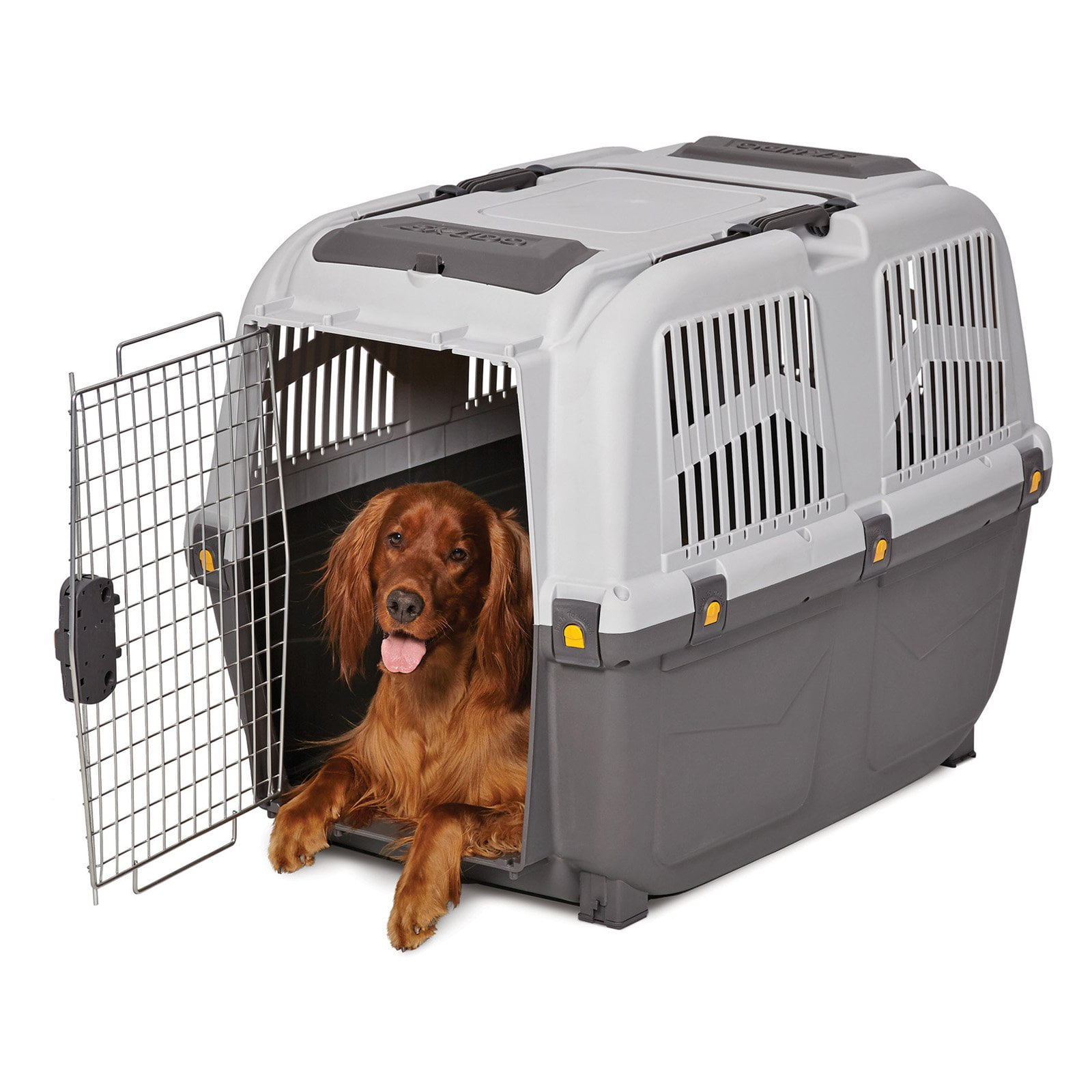 MidWest Homes for Pets Large Skudo Plastic Pet Carrier with Metal Grid Door, Gray, 25 lb Limit