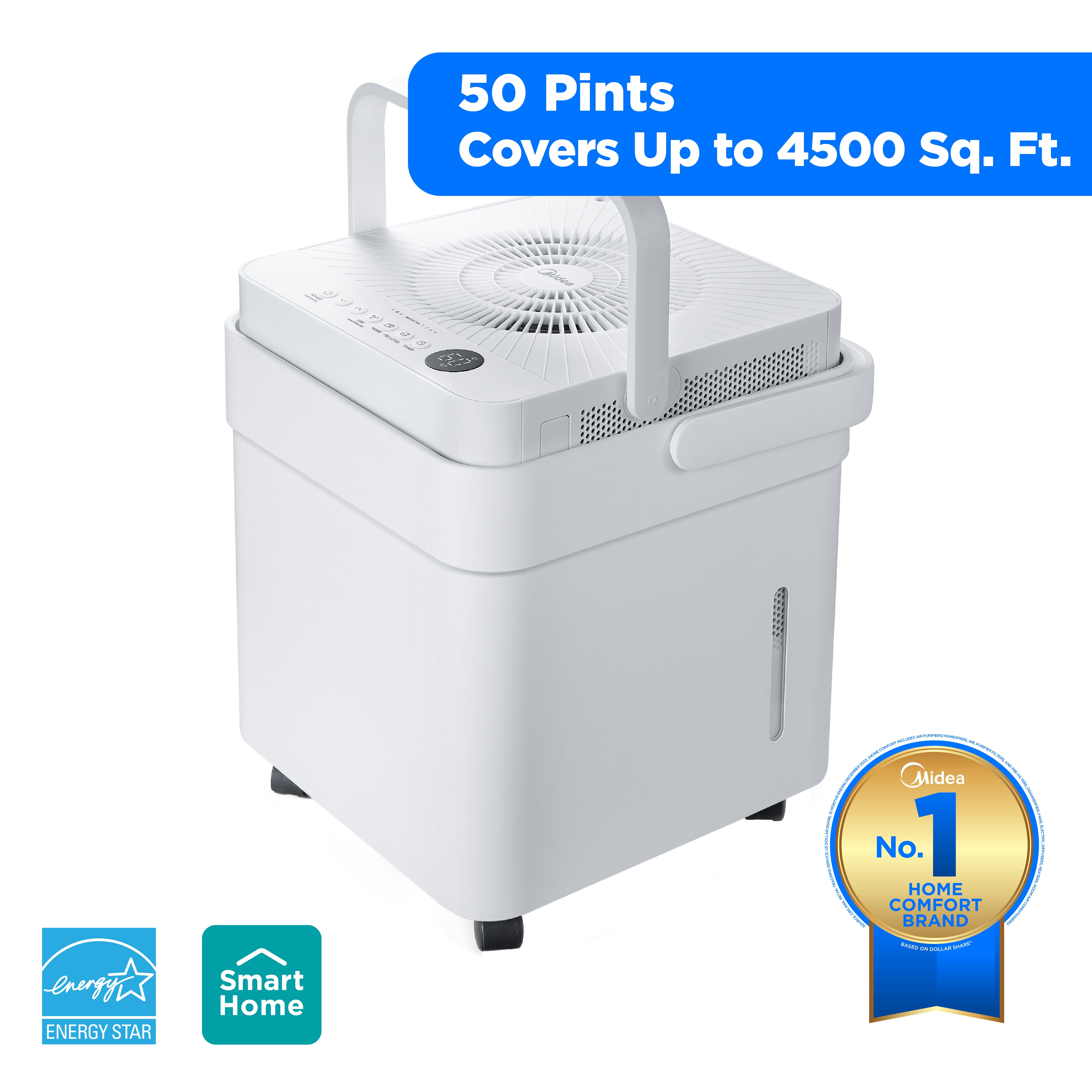 Midea Midea Cube 50 Pints 4500 Sq Ft Dehumidifier in White - Bucket Full Indicator