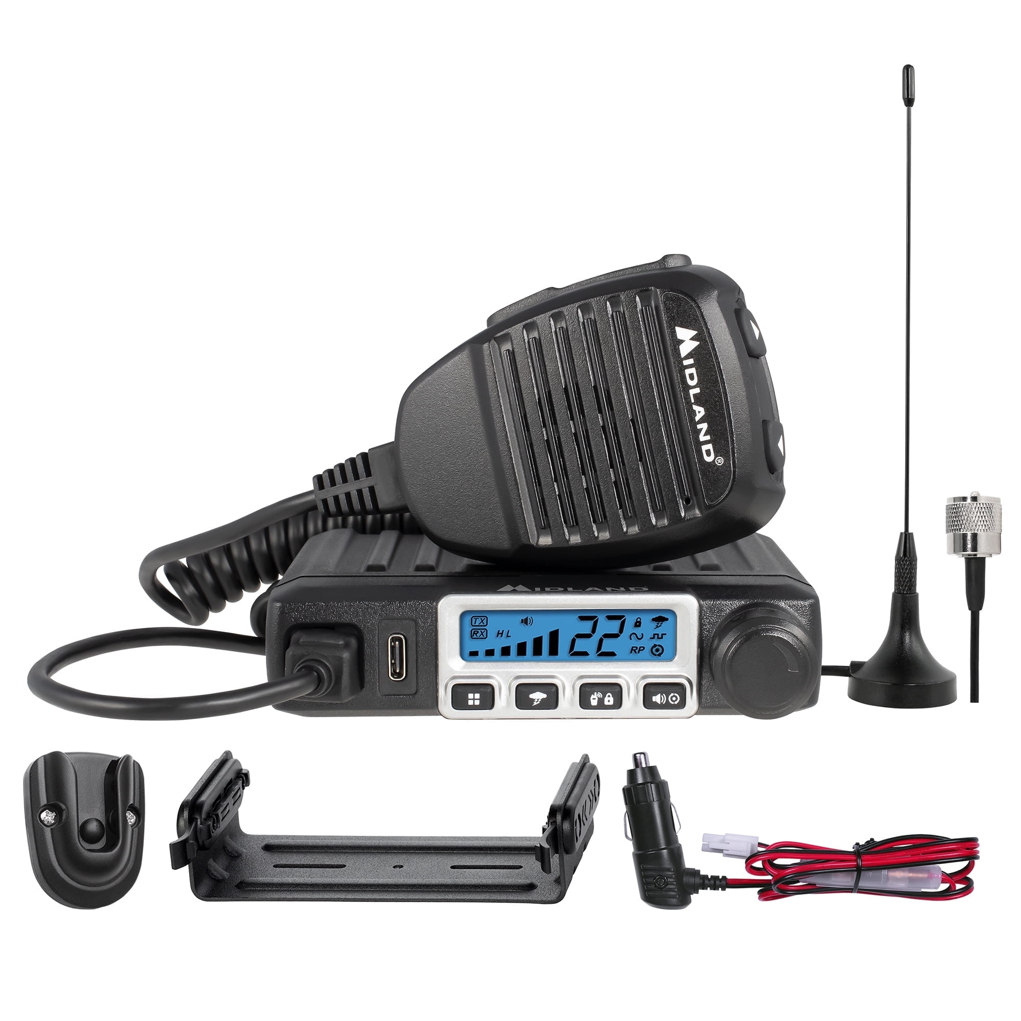 Midland MXT115 Micromobile Two-Way Radio, 15-Watts of GMRS power, Farm, Trails, and More, 8 Repeater, 15 high power GMRS channels, Black