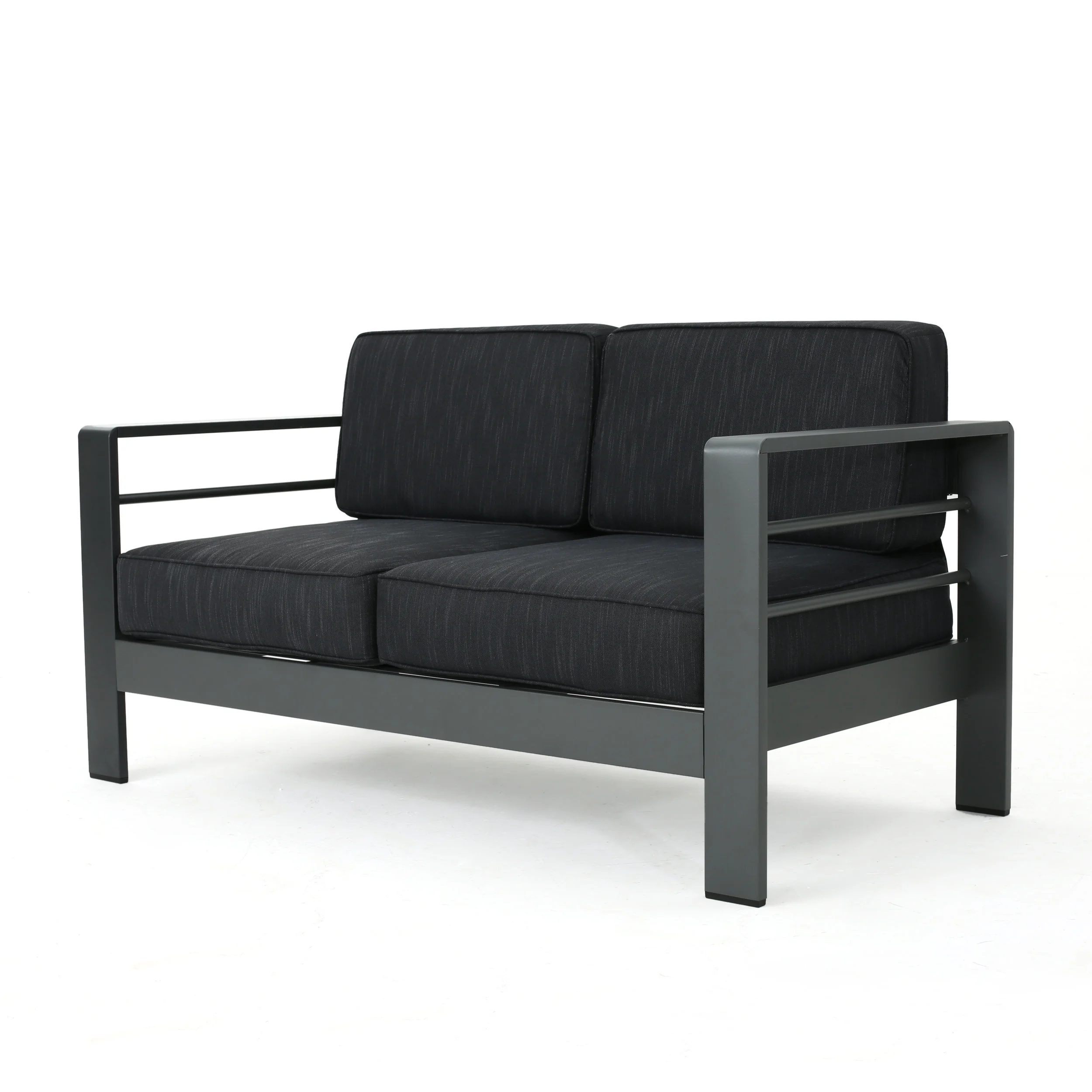 Miller Aluminum Outdoor Loveseat, Gray, Dark Gray