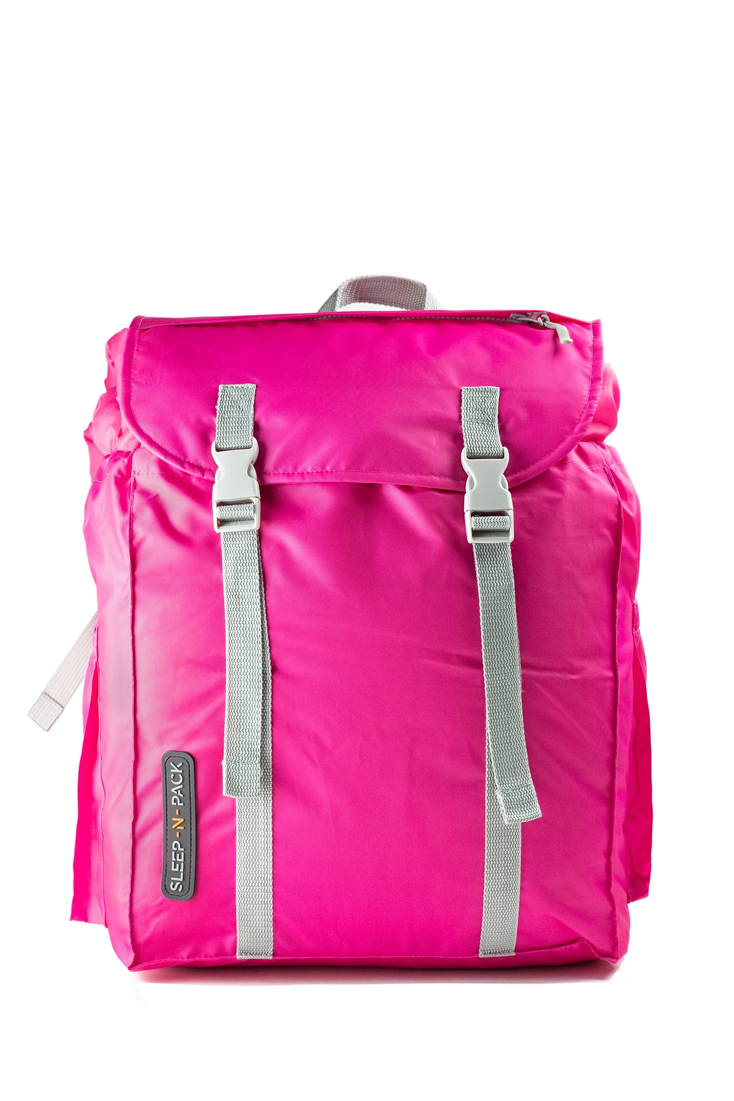 Mimish Sleep-N-Pack, 37F Kid's Sleeping Bag & Backpack, Cozy Liner, Hibiscus Pink/Coconut White