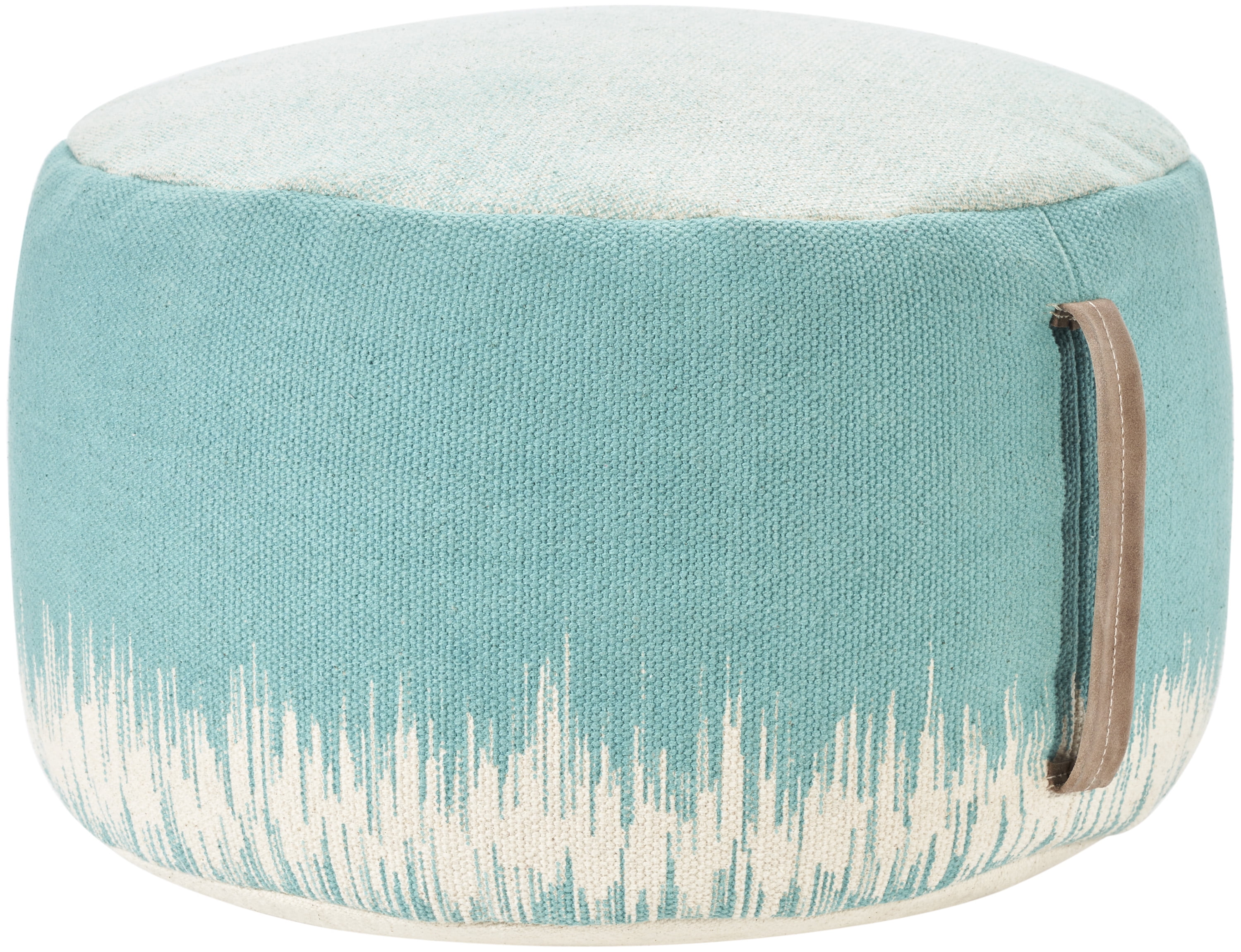 Mina Victory Life Styles Stonewash Drum Pouf 20" x 20" x 12" Turquoise Poufs