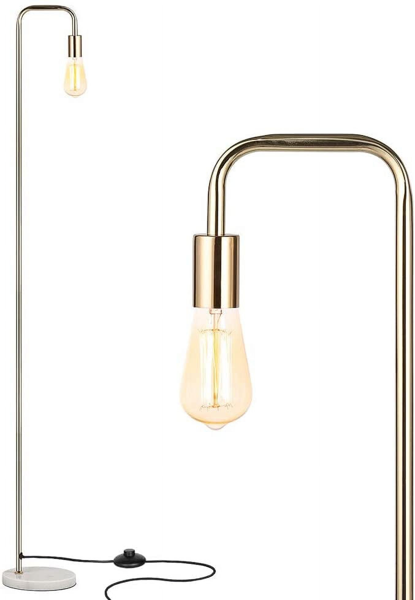 Minimalist Metal Industrial Standing Lamp with Marble Base, Gold