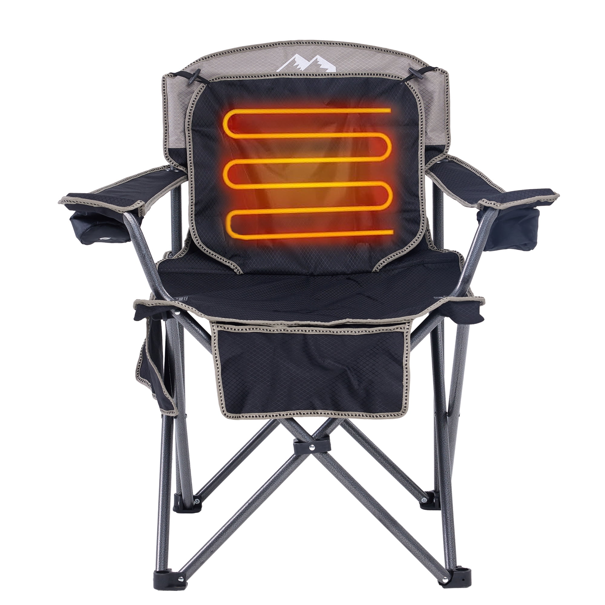 M8TRX Outdoors Heated Camping Chair, Portable Chair w/ 5000mAH Power Bank, 3 Heat Levels, USB Charging Port, Black