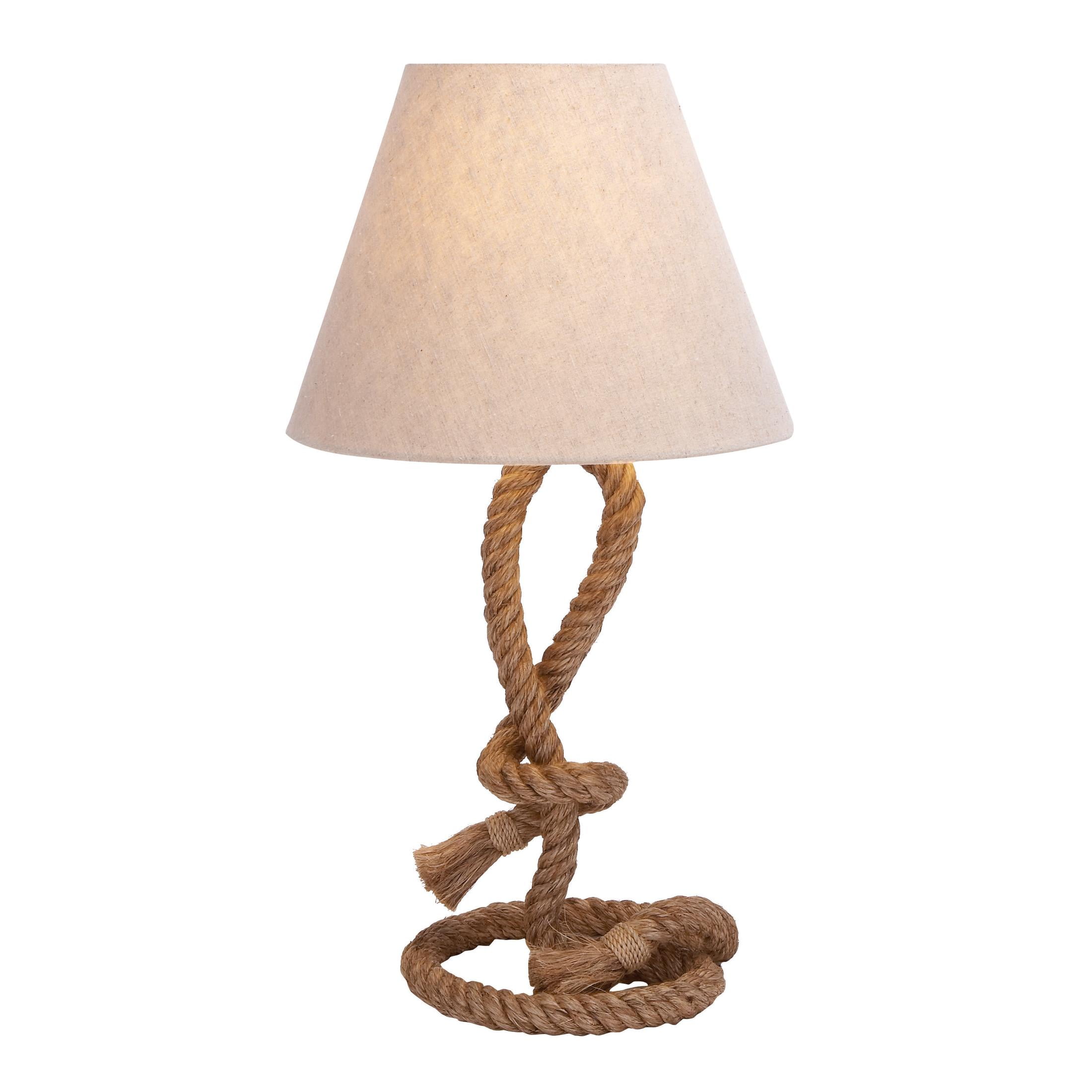 DecMode 29" Twisted Rope Knot Brown Table Lamp with Cream Fabric Shade