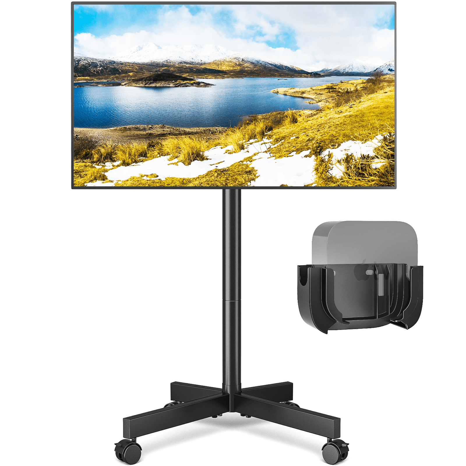 RTVR Mobile TV Cart Stand with Wheels for 32 to 60 inch Screens, Rolling TV Mount Stand Compatible with All Apple Roku Ultra