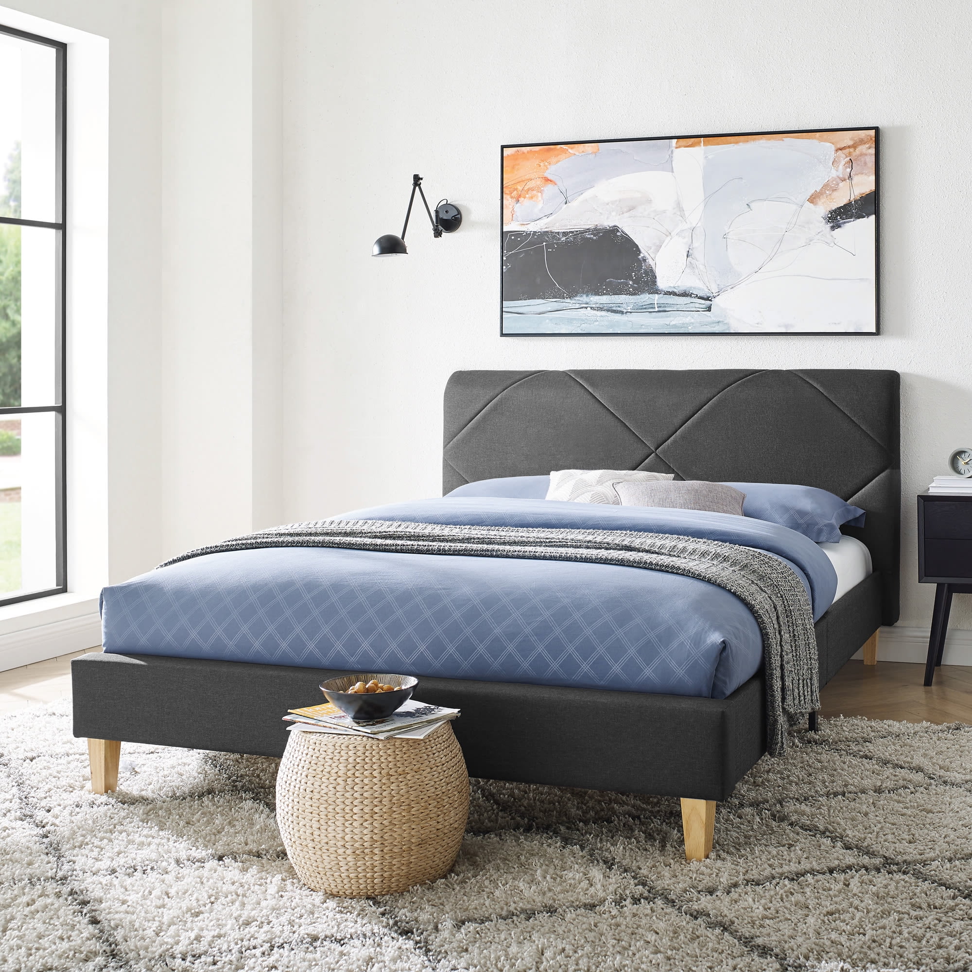 Modern Sleep Linville Upholstered Bed, King, Grey