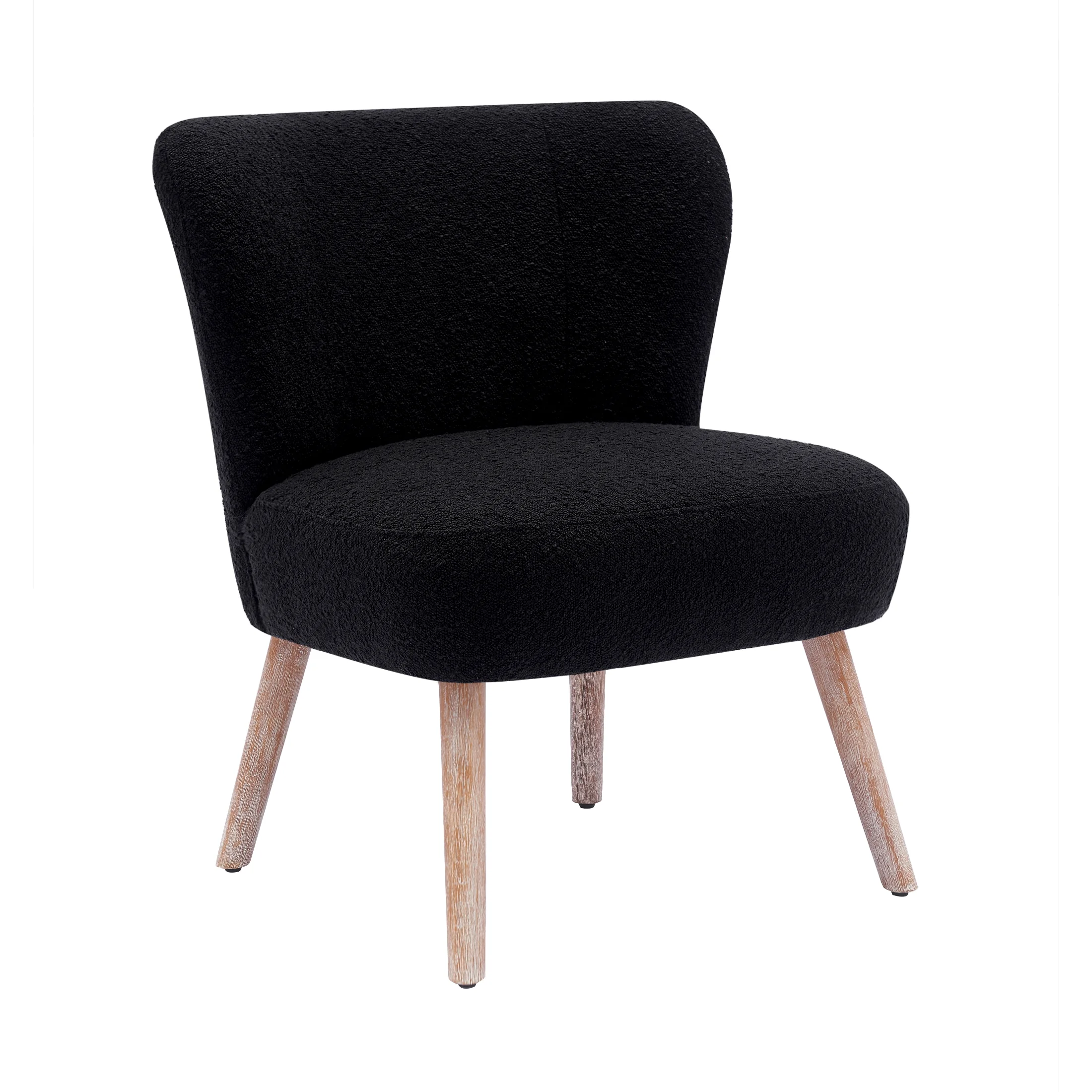 Modern 25" Wide Wingback Accent Chair with Water and Stain Resistant Boucle Upholstered Fabric, Black