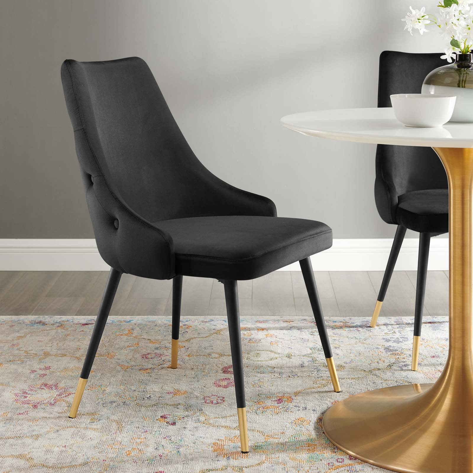 Modway Adorn Tufted Performance Velvet Dining Side Chair in Black