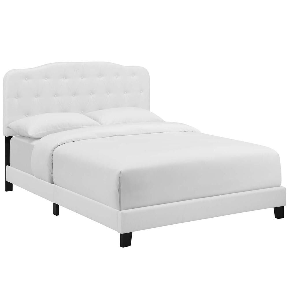Modway Amelia King Upholstered Polyester Fabric Bed in White Finish