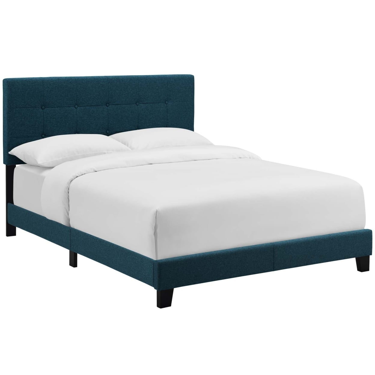 Modway Amira Twin Modern Upholstered Polyester Fabric Bed in Azure Blue
